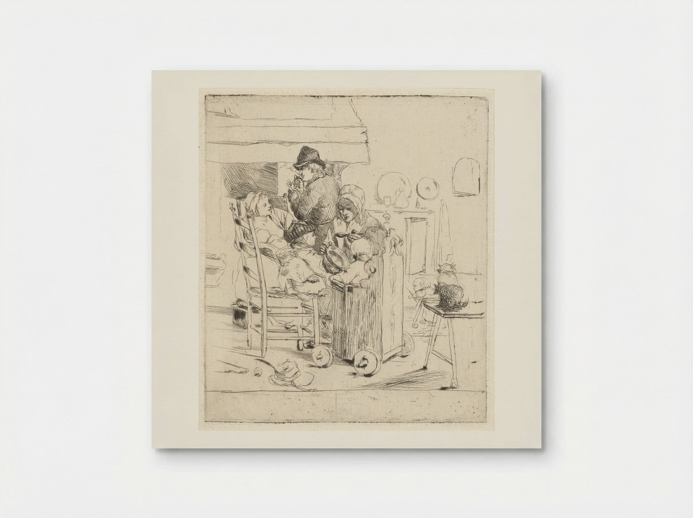 Keukenscène met kinderen - Louis Bernard Coclers - Poster