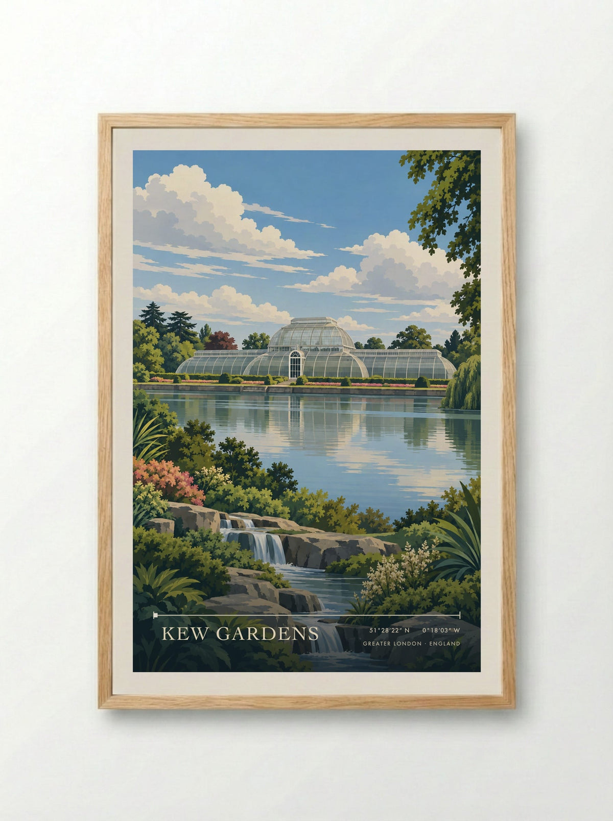 Kew Gardens, Greater London | Travel Poster - Framed Print Wood