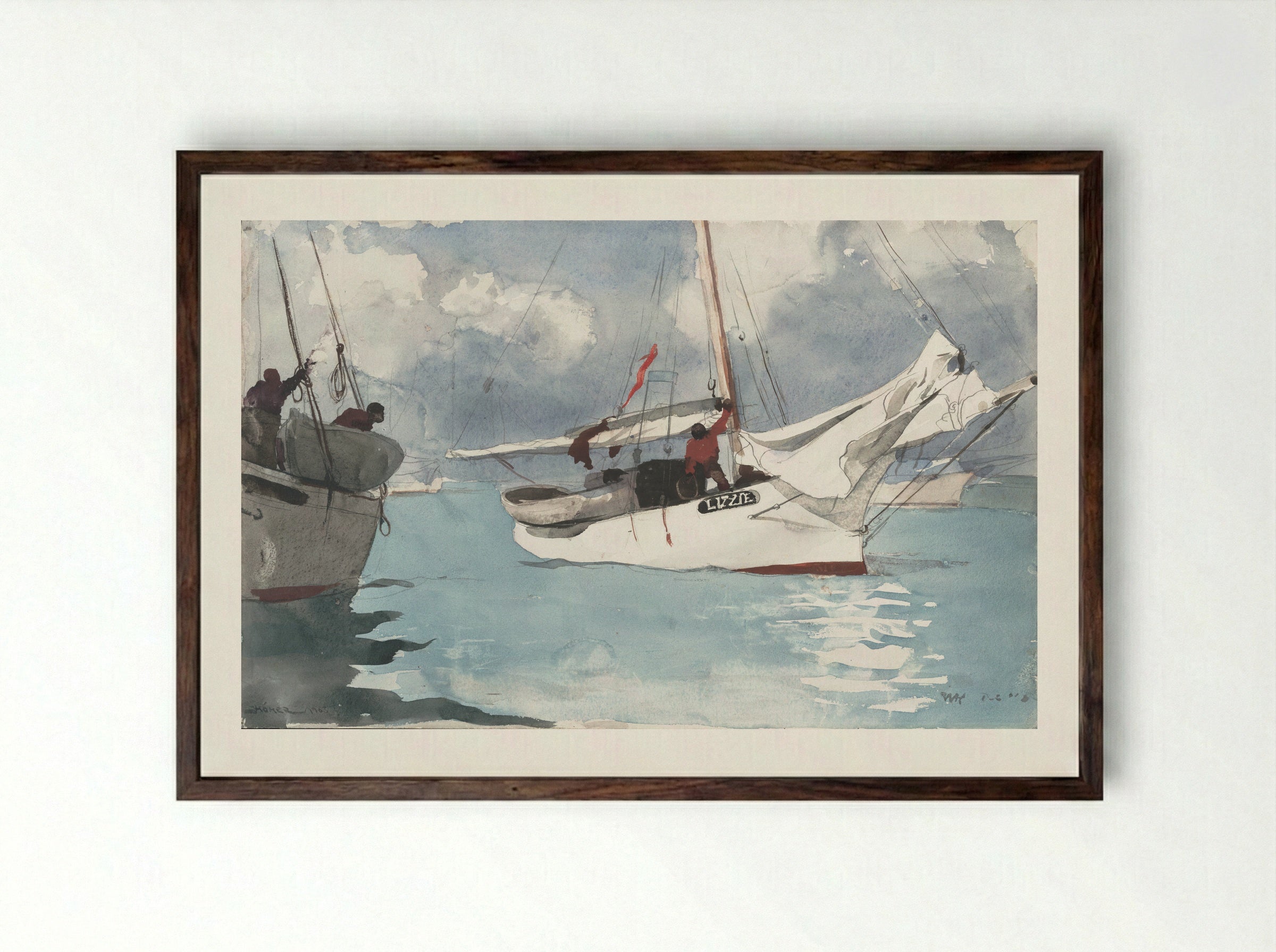 Key West - Winslow Homer - Framed Print Dark Wood