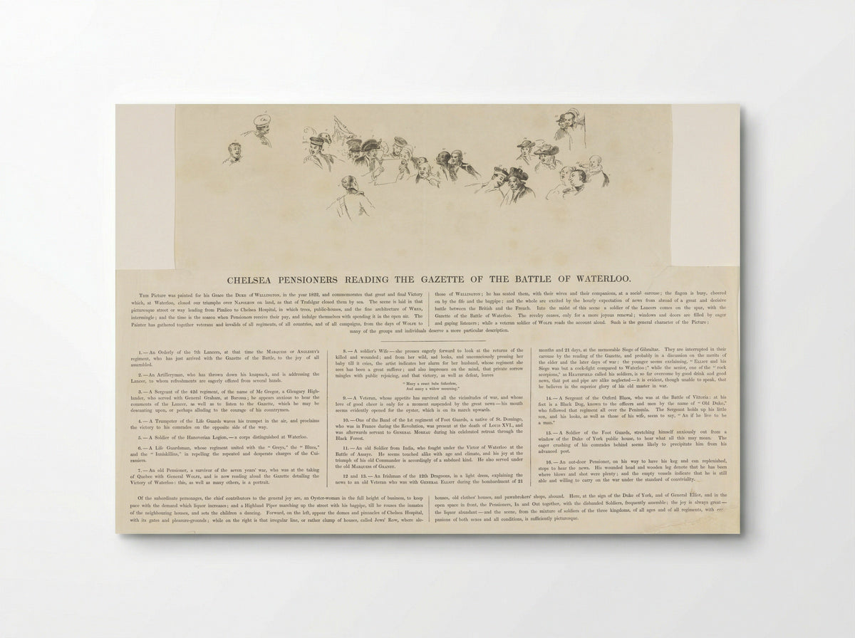 Key to the Chelsea Pensioners Reading the Gazette of the Battle of Waterloo - William Greatbach - Poster