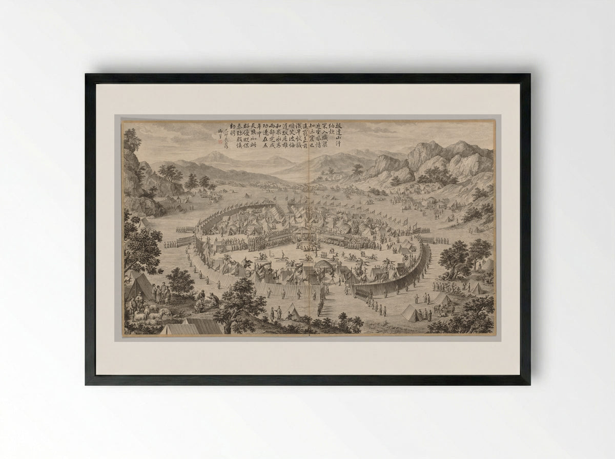 Khan of Bada Shan Presenting Tribute - Jean Damascene Sallusti - Framed Print Black