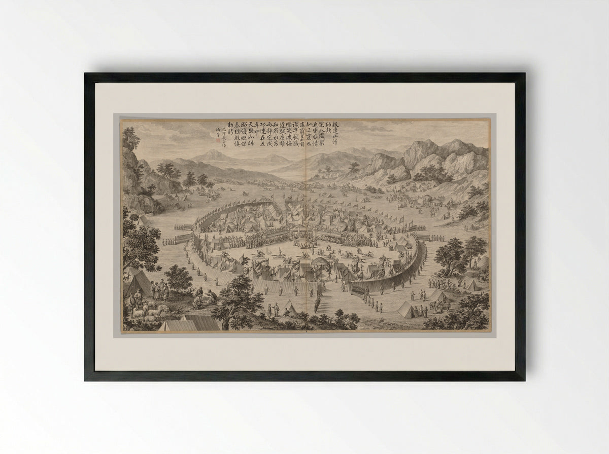 Khan of Bada Shan Presenting Tribute - Jean Damascene Sallusti - Framed Print Black