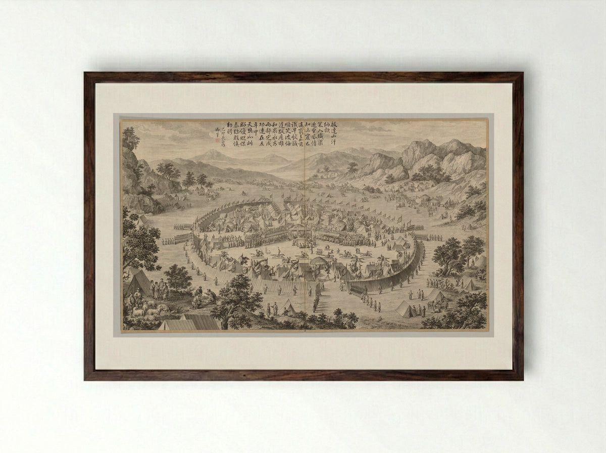Khan of Bada Shan Presenting Tribute - Jean Damascene Sallusti - Framed Print Dark Wood