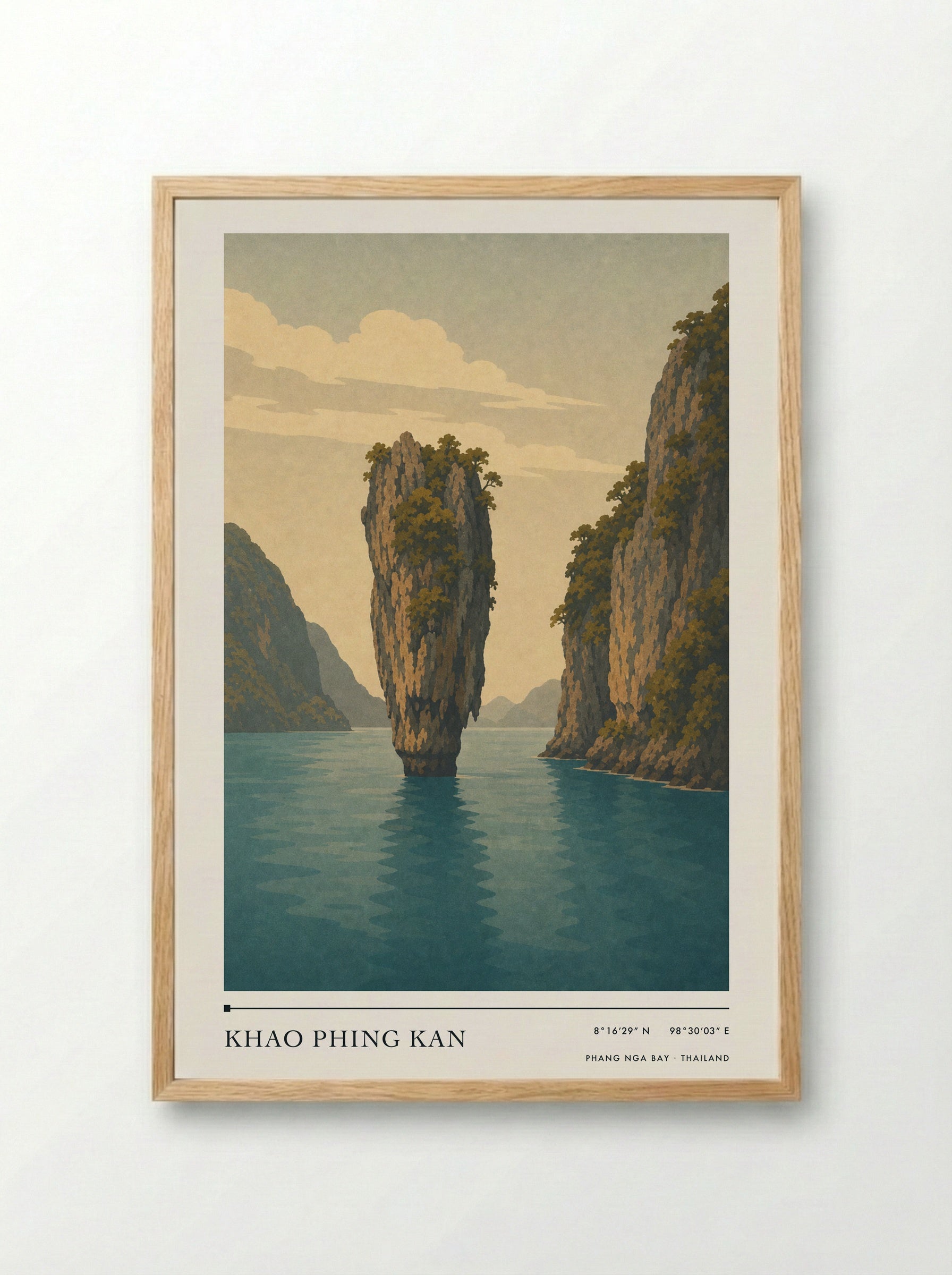 Khao Phing Kan Travel Poster Artwork - Framed Print Wood