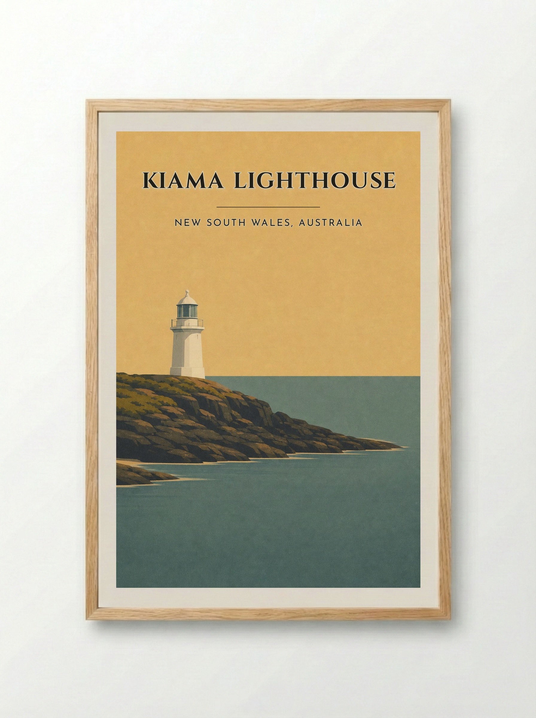 Kiama Lighthouse Travel Poster Artwork - Framed Print Wood