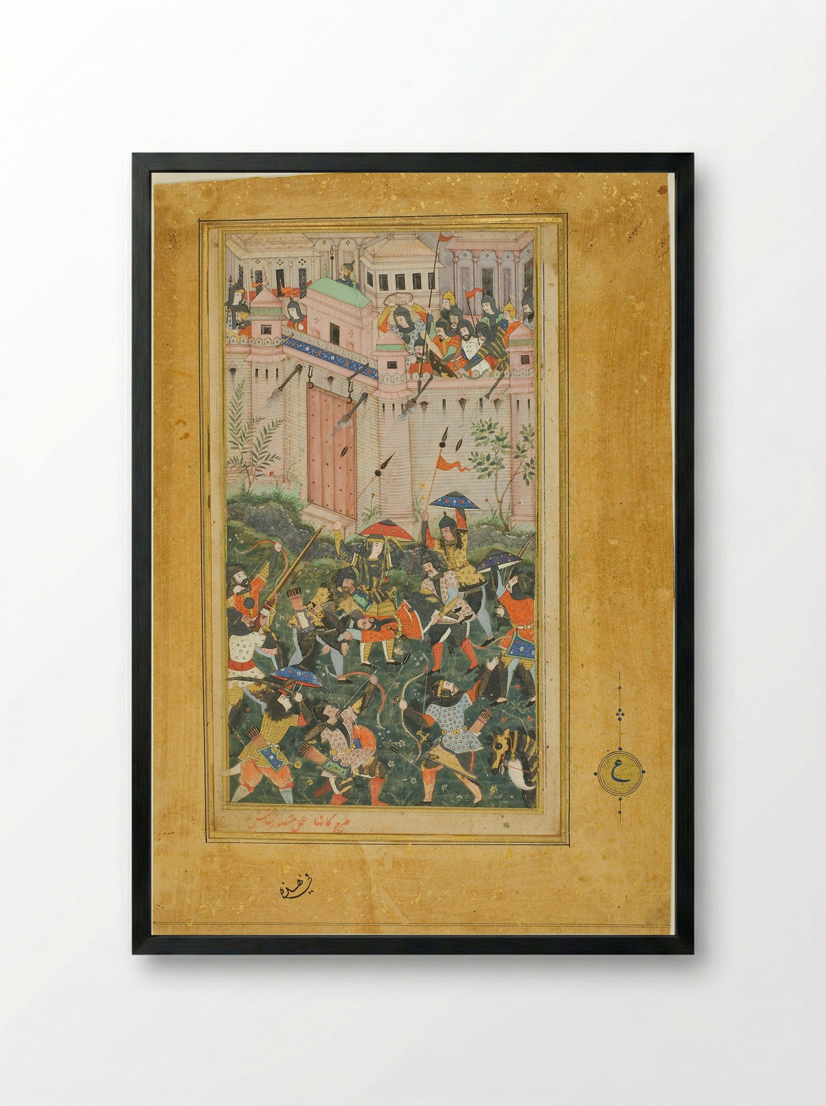 Kichik Beg Wounded during Babur's Attack on Qalat - Mughal School - Framed Print Black