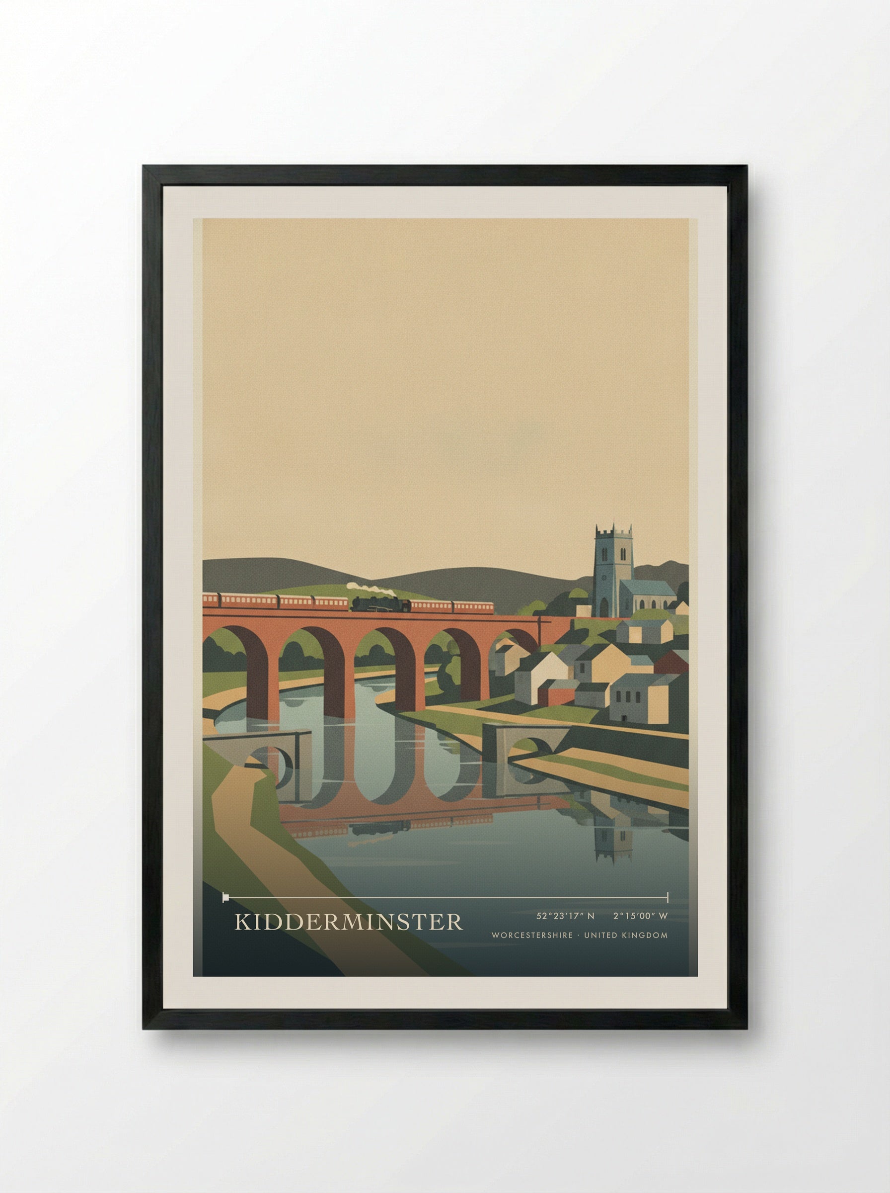 Kidderminster Worcestershire United Kingdom Travel Poster - Framed Print Black