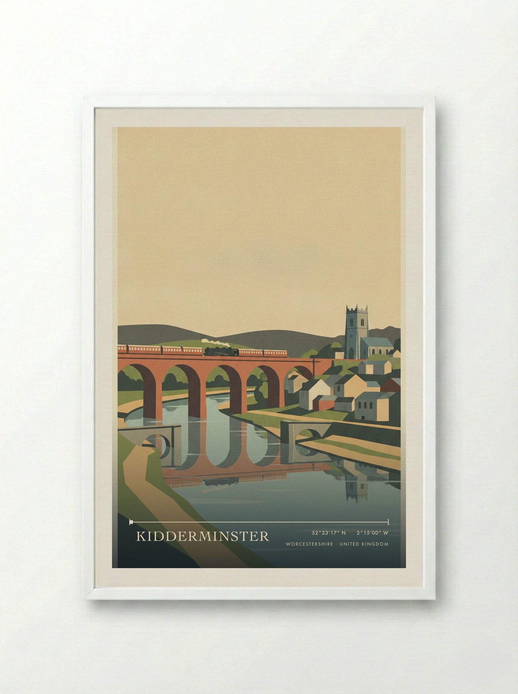 Kidderminster Worcestershire United Kingdom Travel Poster - Framed Print White