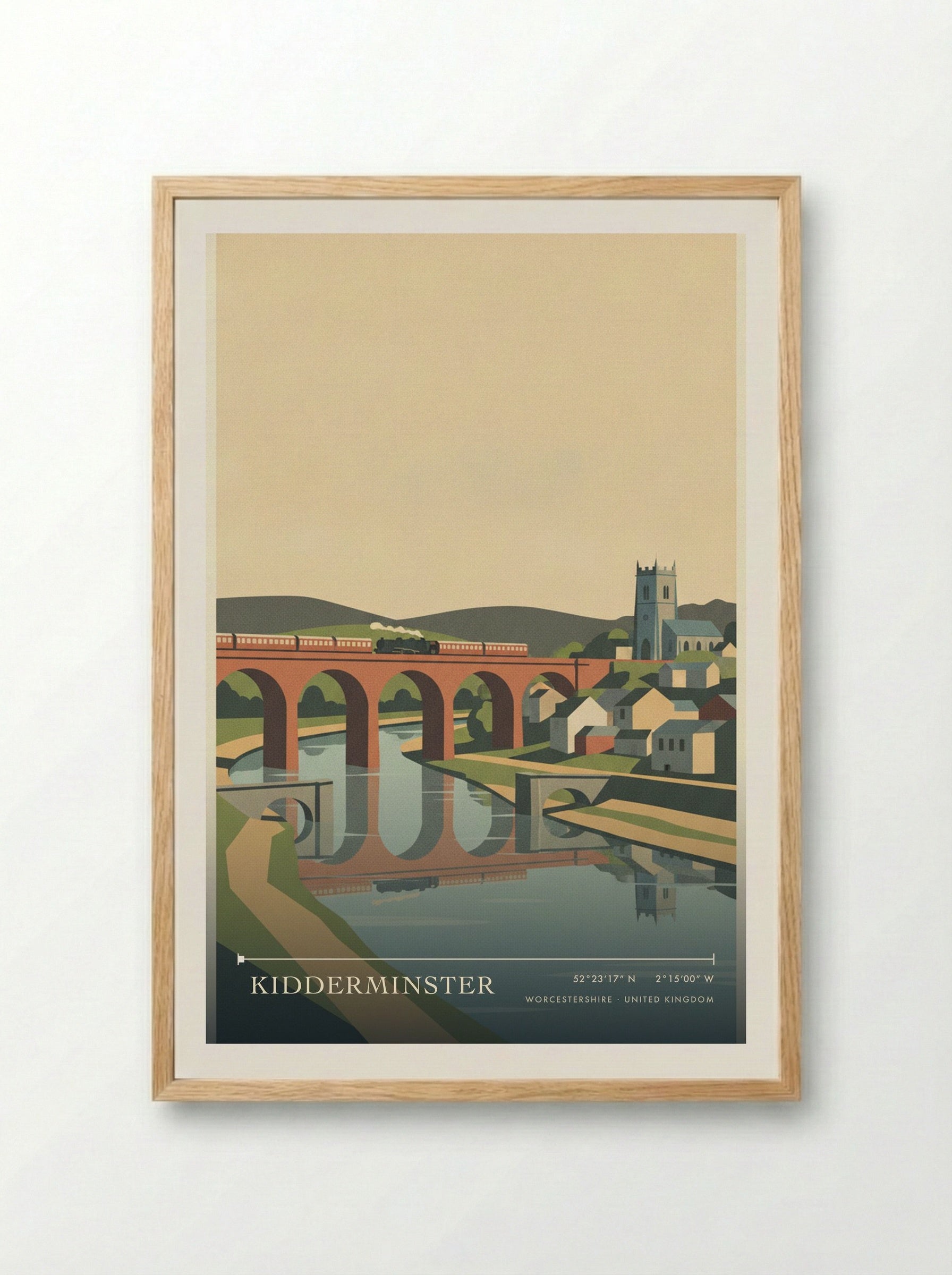 Kidderminster Worcestershire United Kingdom Travel Poster - Framed Print Wood