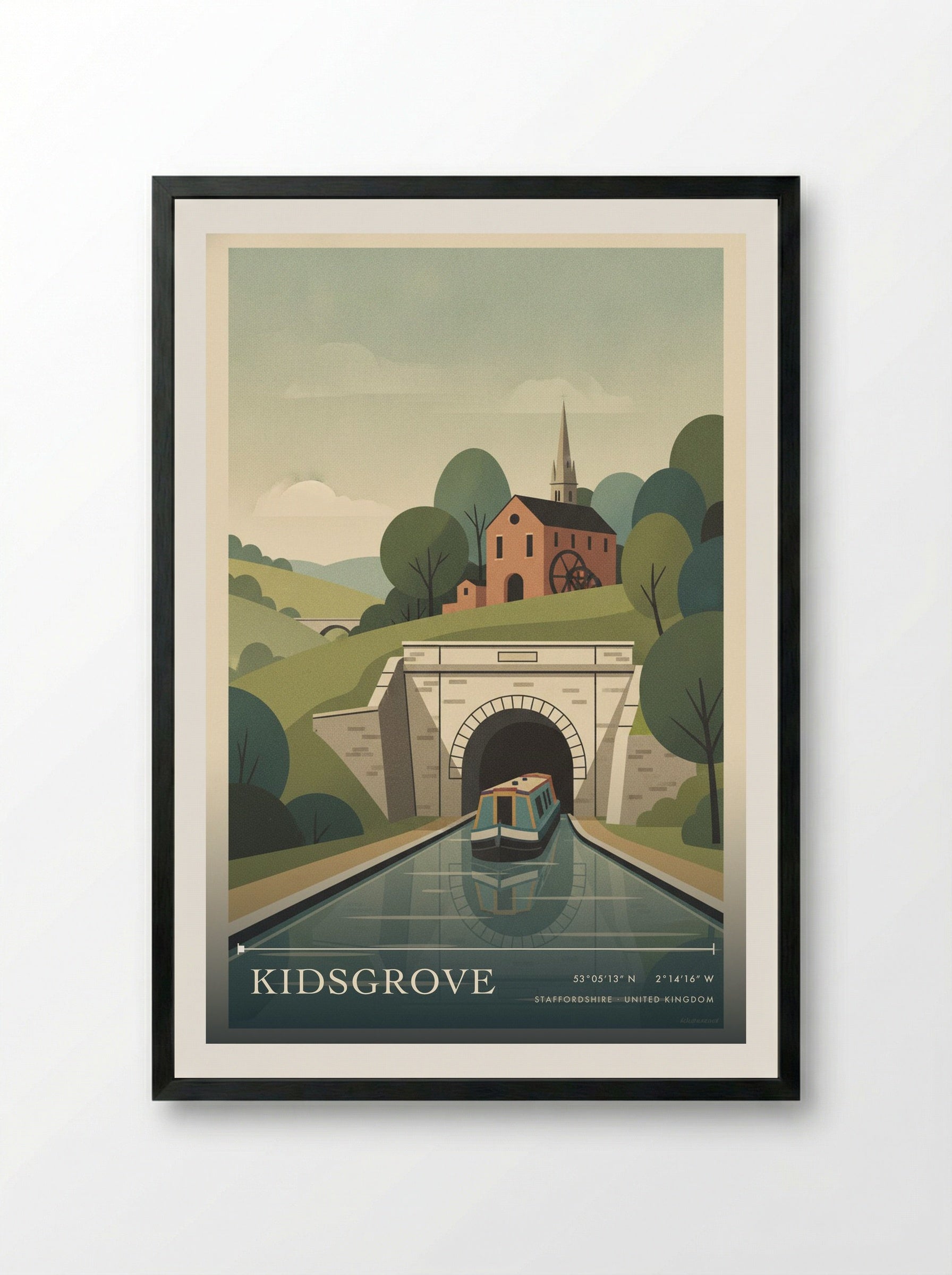 Kidsgrove Staffordshire United Kingdom Travel Poster - Framed Print Black