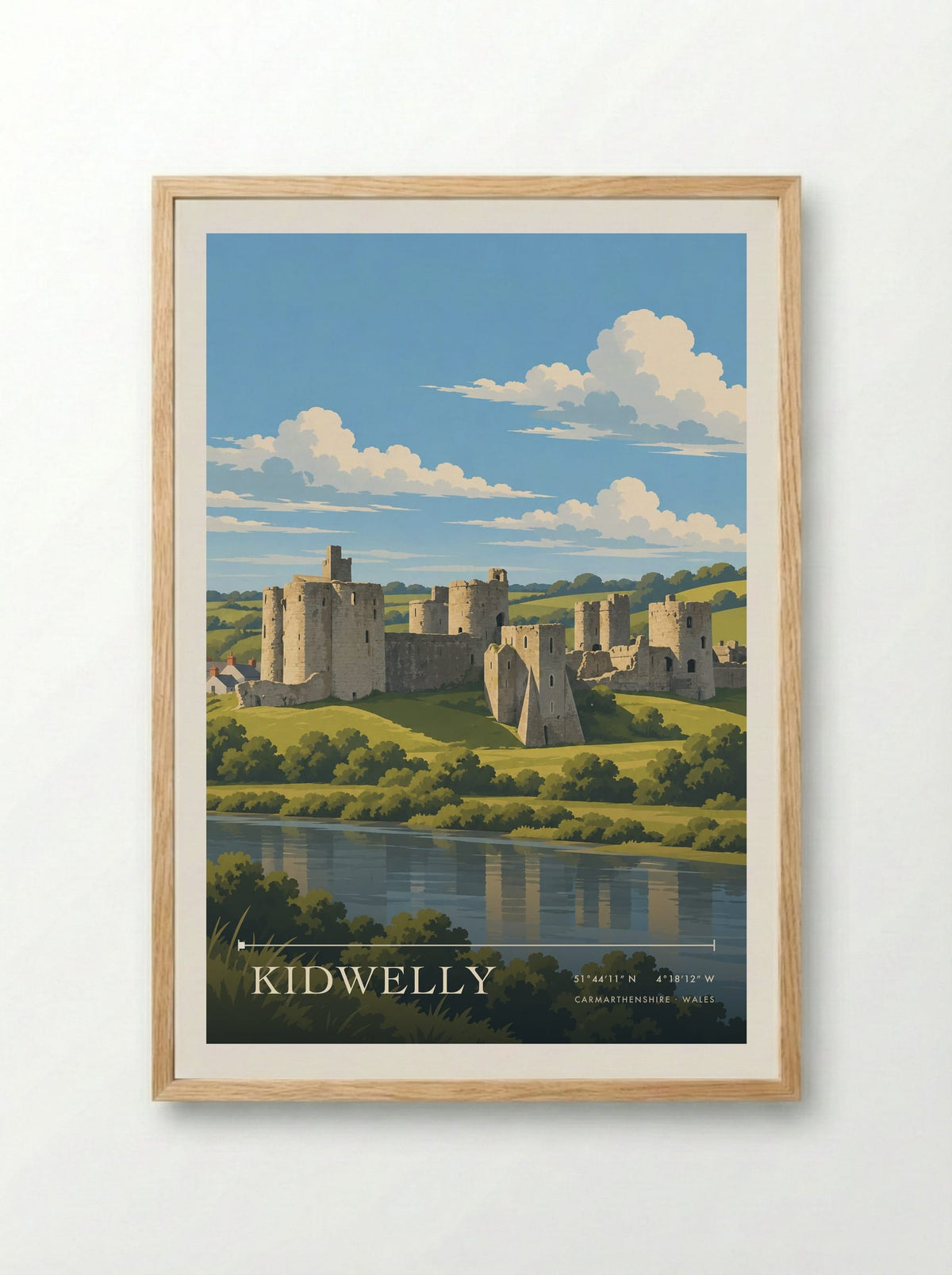 Kidwelly, Carmarthenshire | Travel Poster - Framed Print Wood