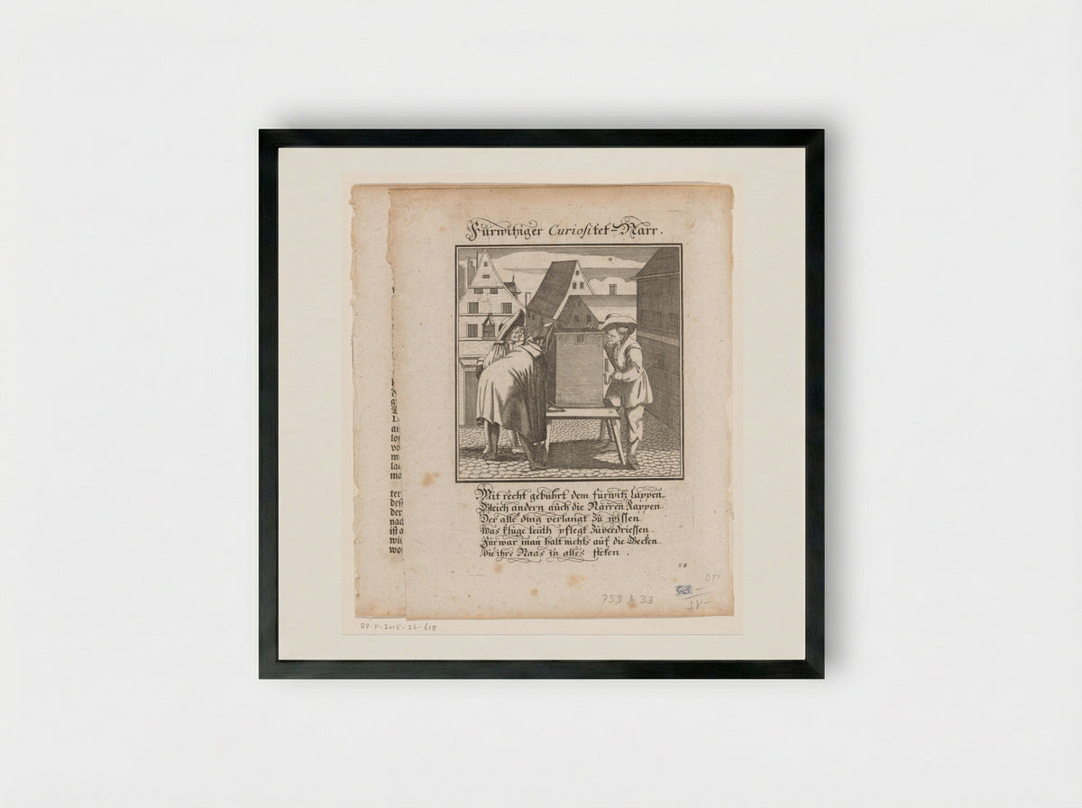 Kijkkast op een plein - Christoph Weigel - Framed Print Black