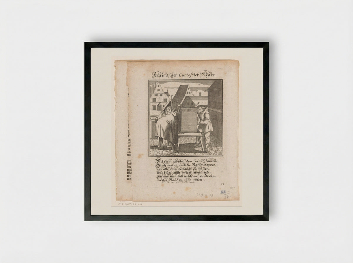 Kijkkast op een plein - Christoph Weigel - Framed Print Black