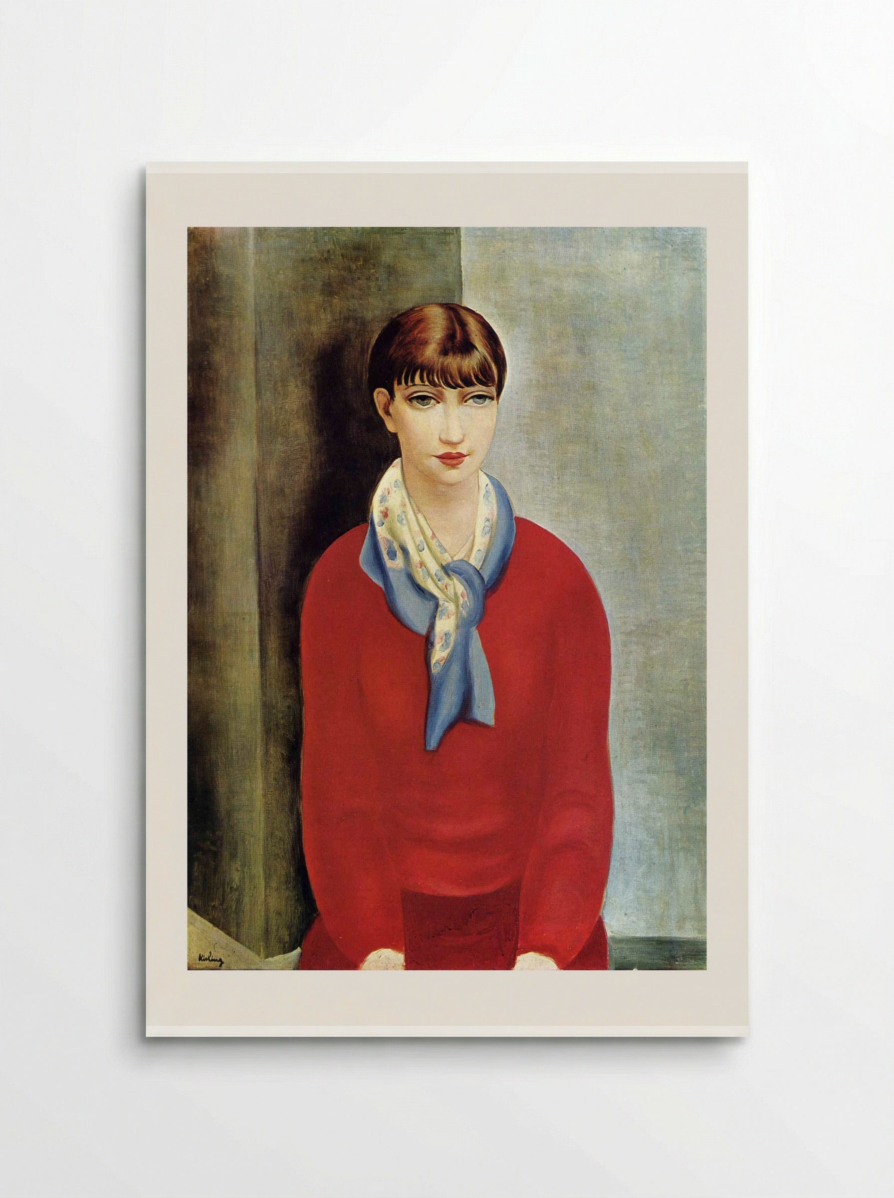 Kiki de Montparnasse in a red jumper and a blue scarf - Moïse Kisling - Poster