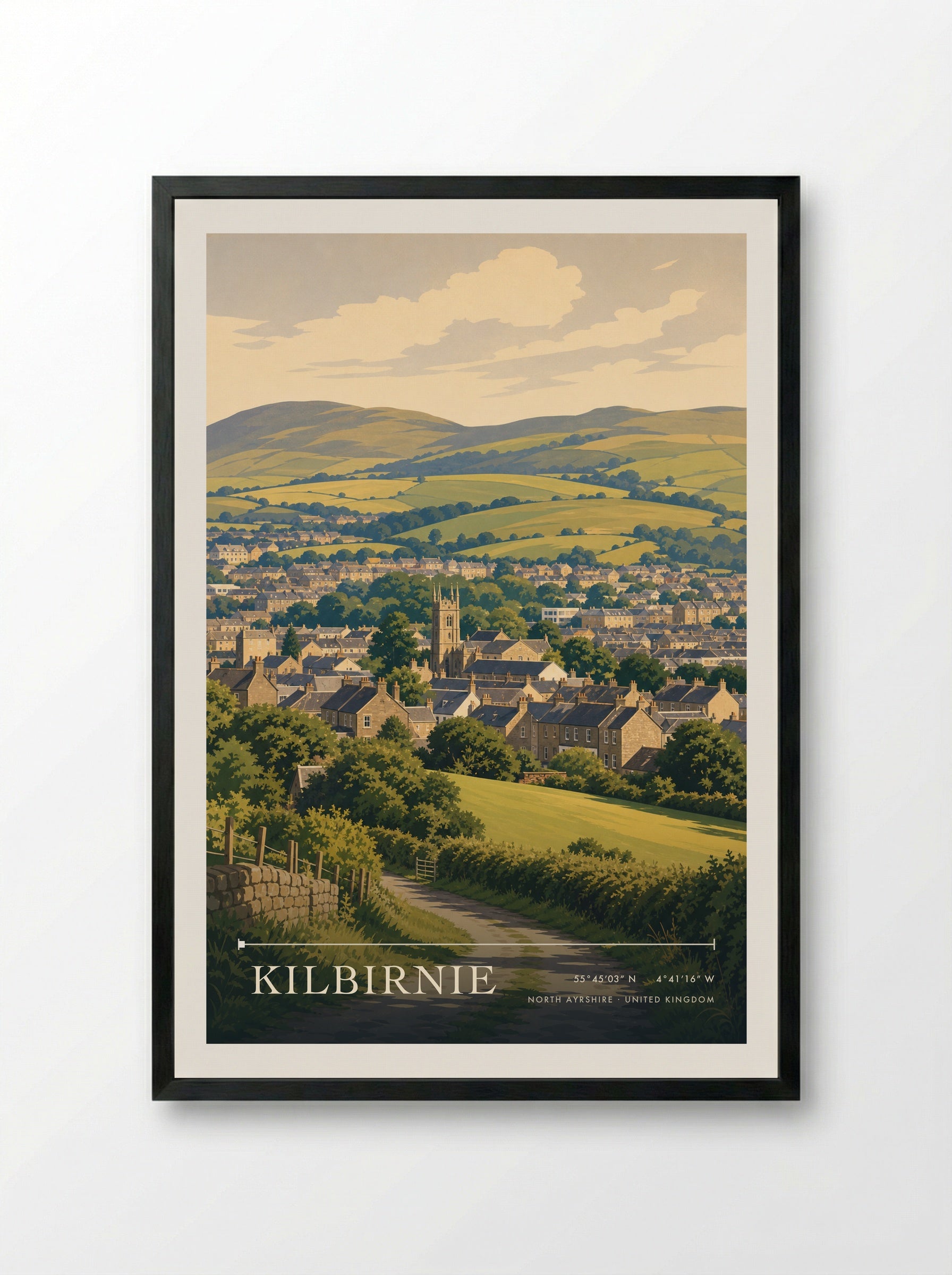 Kilbirnie North Ayrshire United Kingdom Travel Poster - Framed Print Black