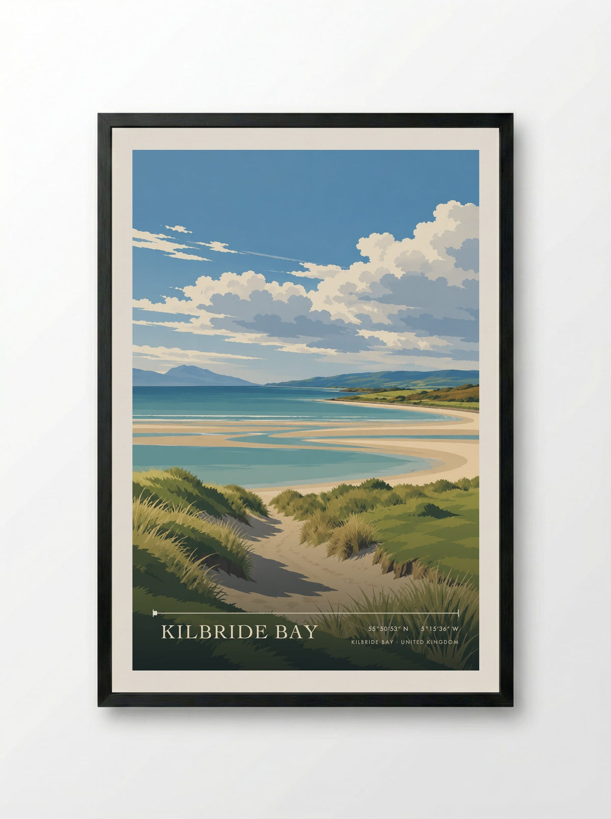 Kilbride Bay | Travel Poster - Framed Print Black