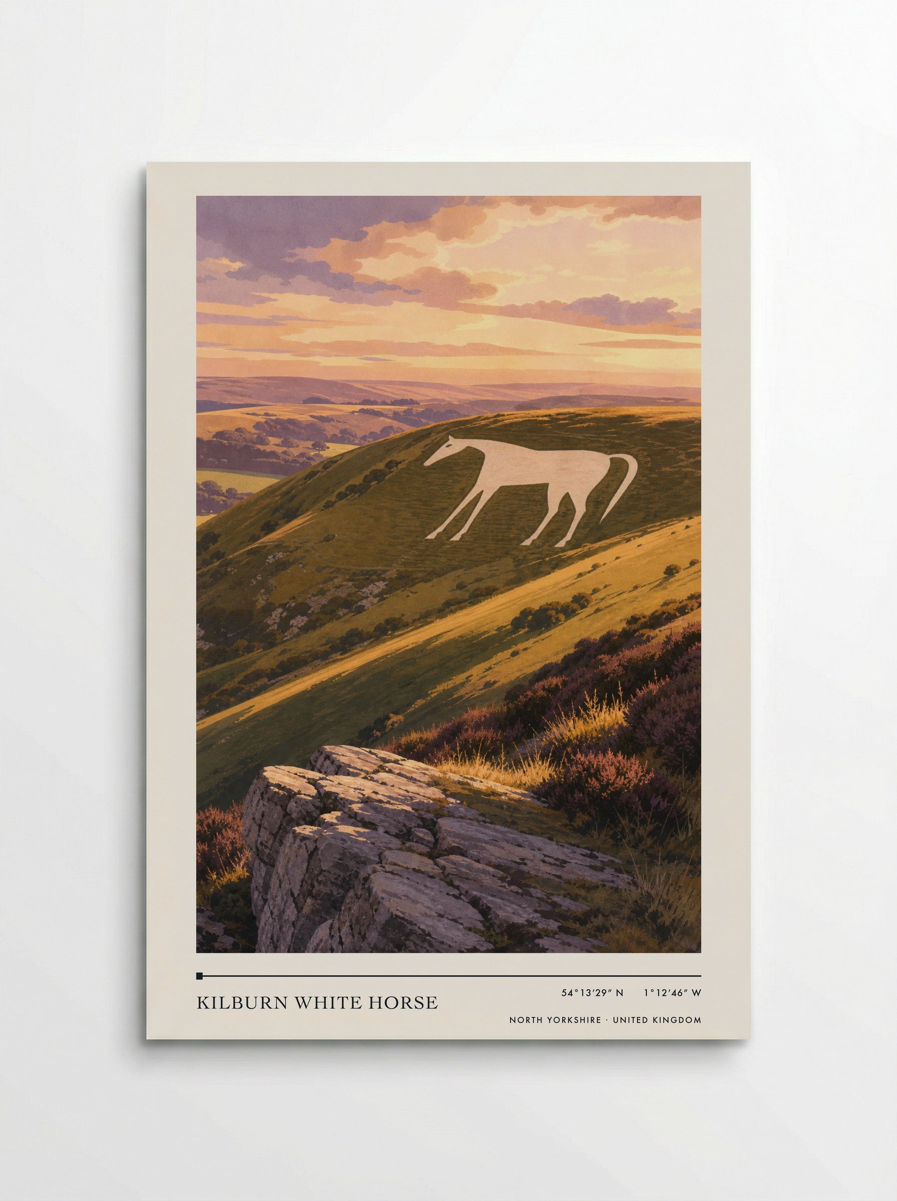 Kilburn White Horse North Yorkshire United Kingdom Travel Poster - Poster