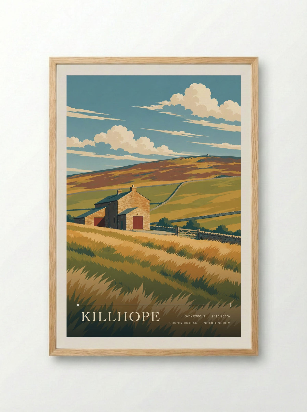 Killhope, County Durham | Travel Poster - Framed Print Wood