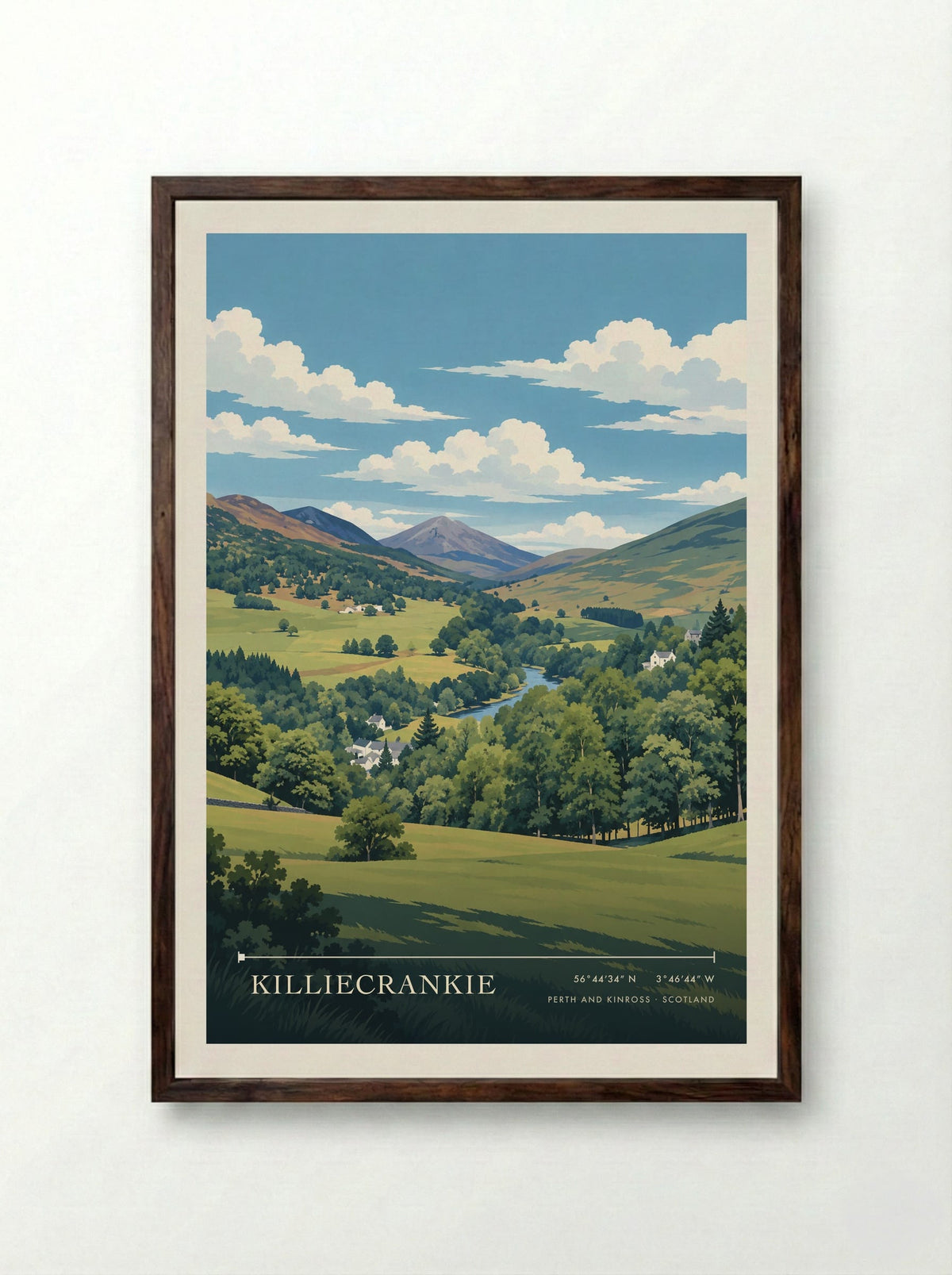 Killiecrankie, Perth and Kinross | Travel Poster - Framed Print Dark Wood