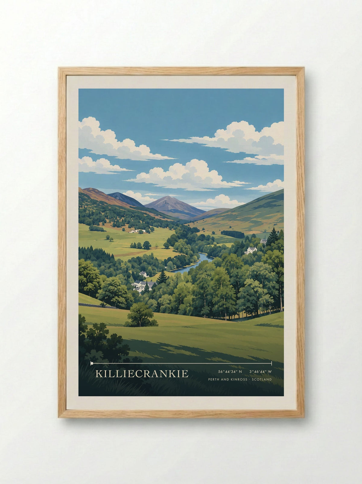 Killiecrankie, Perth and Kinross | Travel Poster - Framed Print Wood