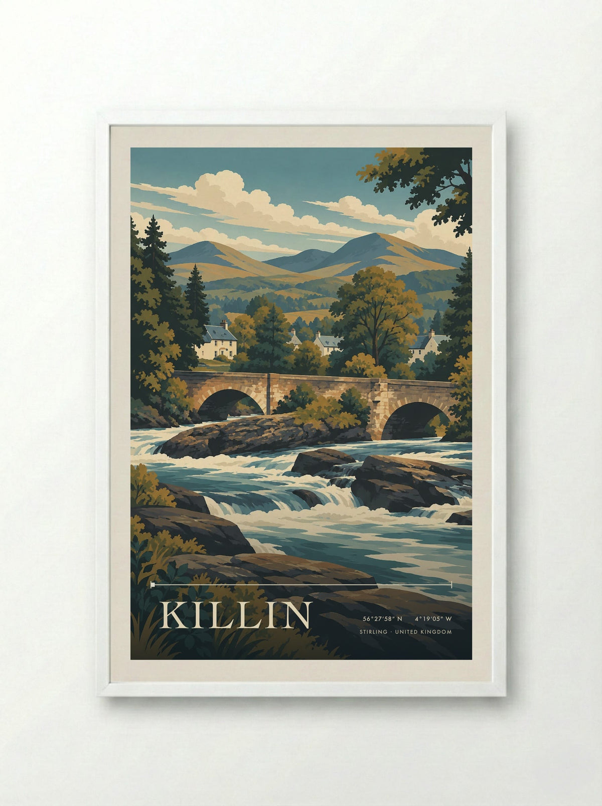 Killin, Stirling | Travel Poster - Framed Print White