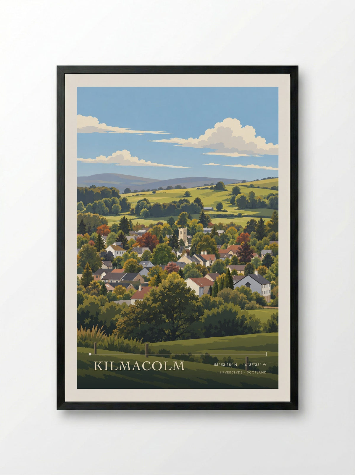 Kilmacolm, Inverclyde | Travel Poster - Framed Print Black