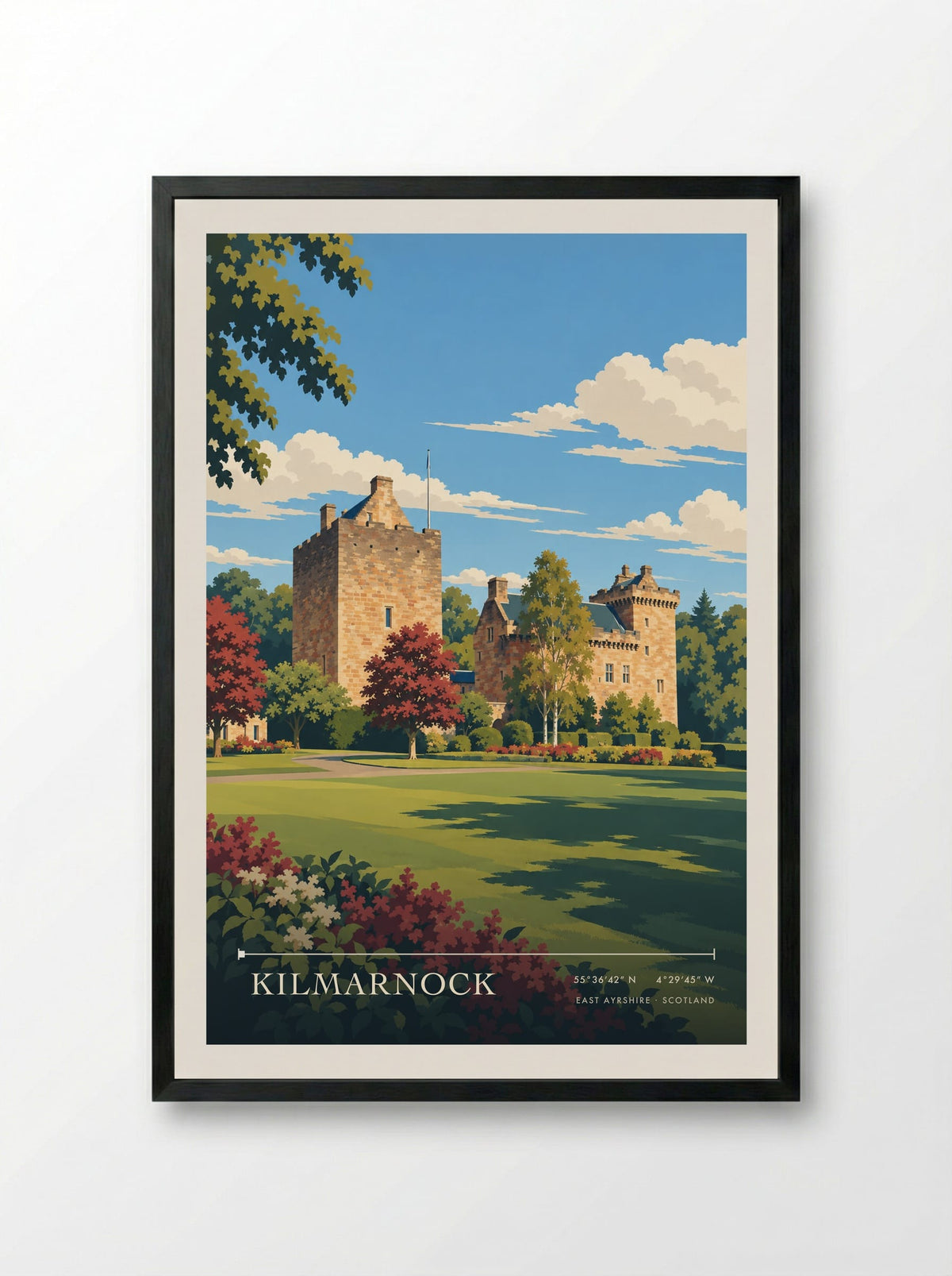 Kilmarnock, East Ayrshire | Travel Poster - Framed Print Black