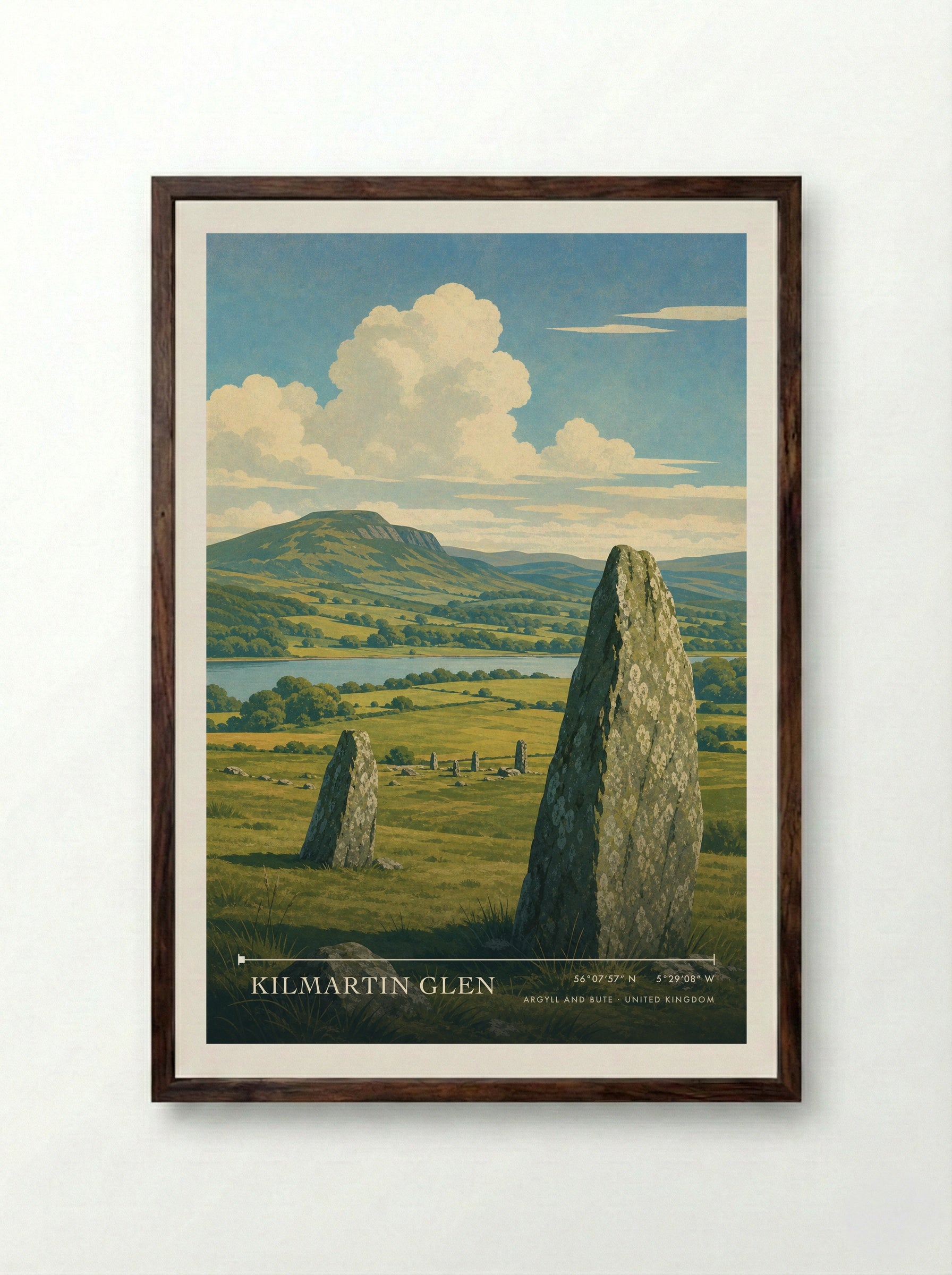 Kilmartin Glen Argyll and Bute United Kingdom Travel Poster - Framed Print Dark Wood