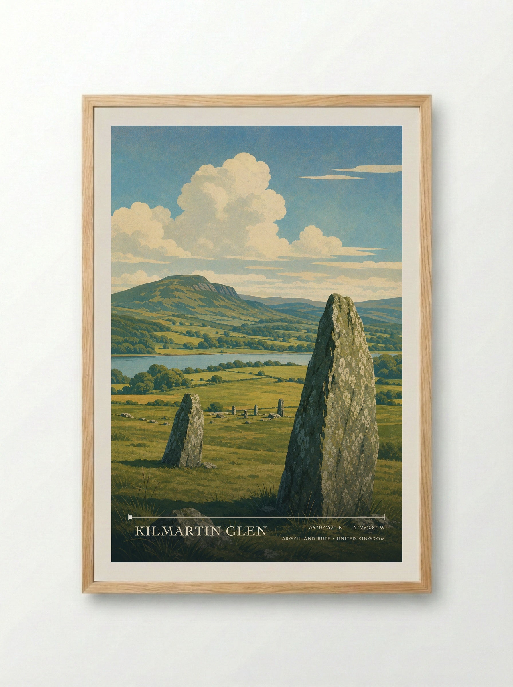 Kilmartin Glen Argyll and Bute United Kingdom Travel Poster - Framed Print Wood