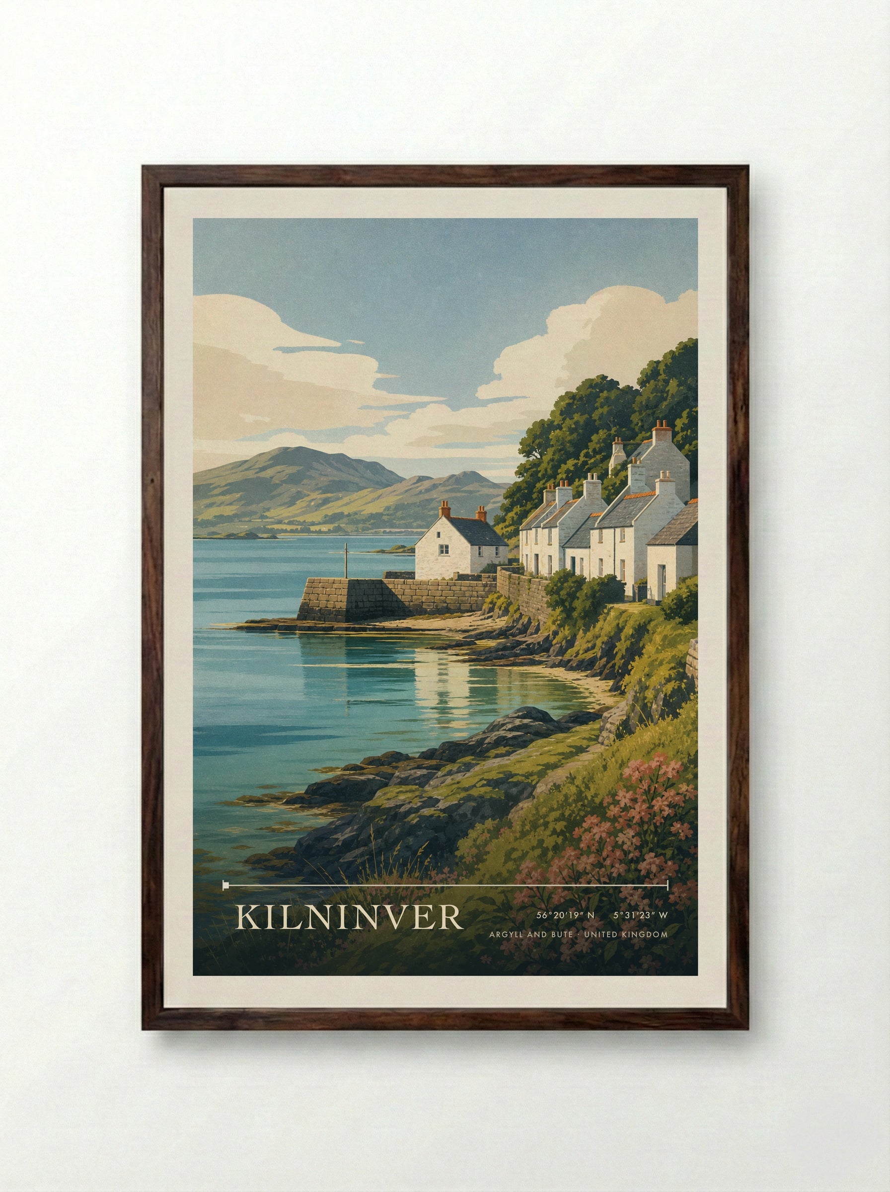 Kilninver Argyll and Bute United Kingdom Travel Poster - Framed Print Dark Wood