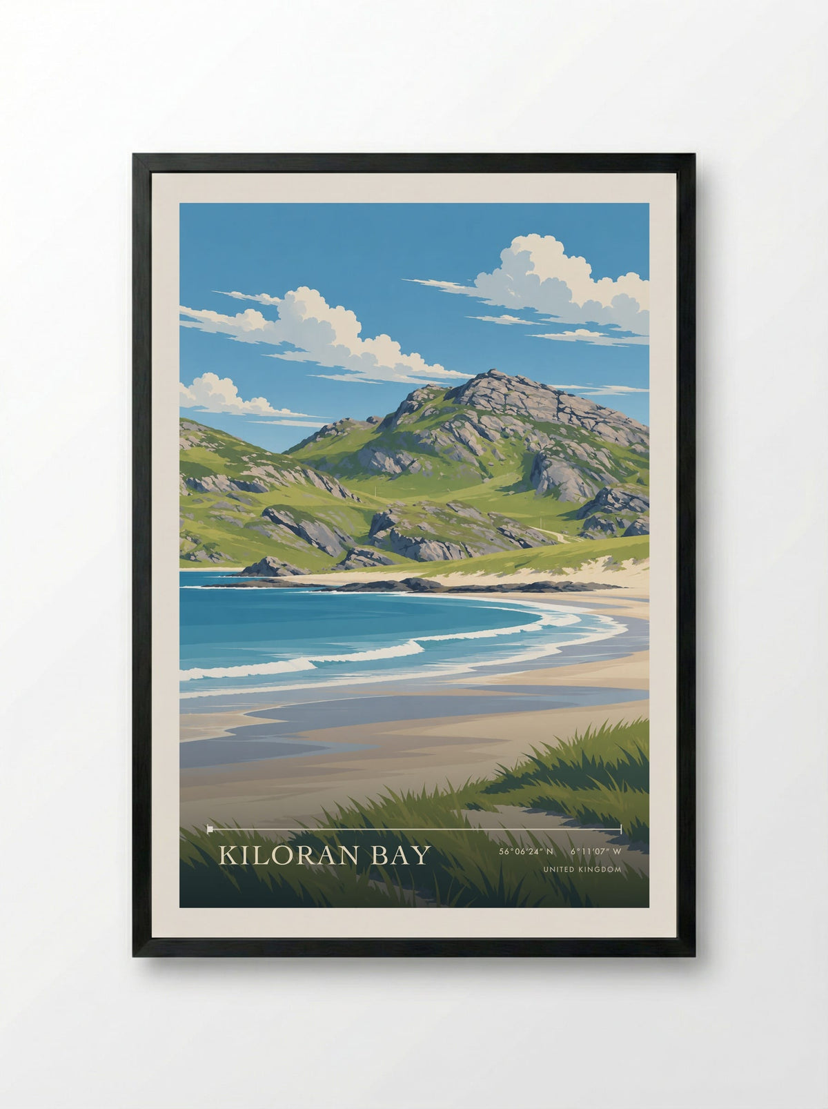 Kiloran Bay | Travel Poster - Framed Print Black