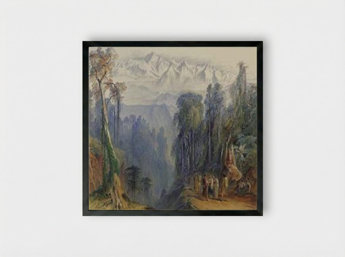 Kinchinjunga from Darjeeling, Himalayas - Edward Lear - Framed Print Black