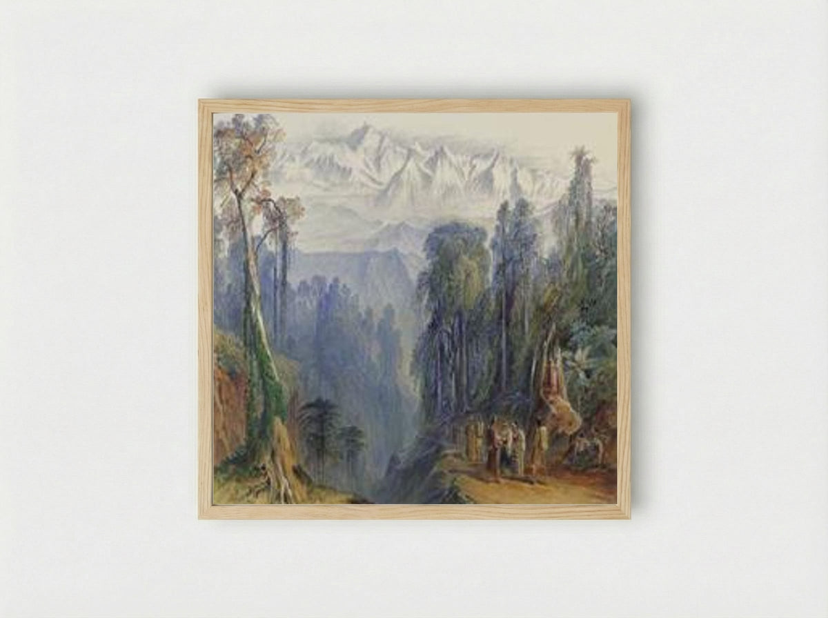 Kinchinjunga from Darjeeling, Himalayas - Edward Lear - Framed Print Wood