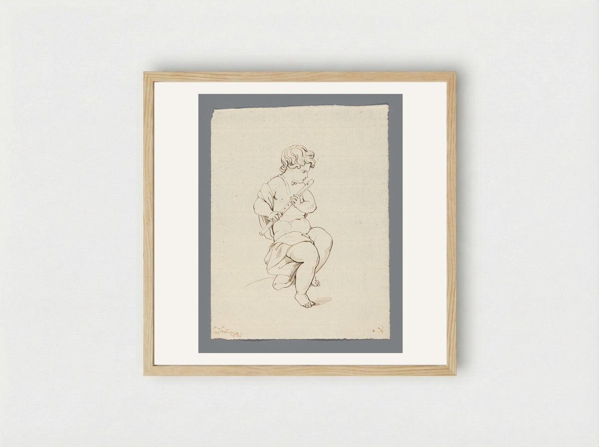 Kind met dwarsfluit - David Pièrre Giottino Humbert de Superville - Framed Print Wood