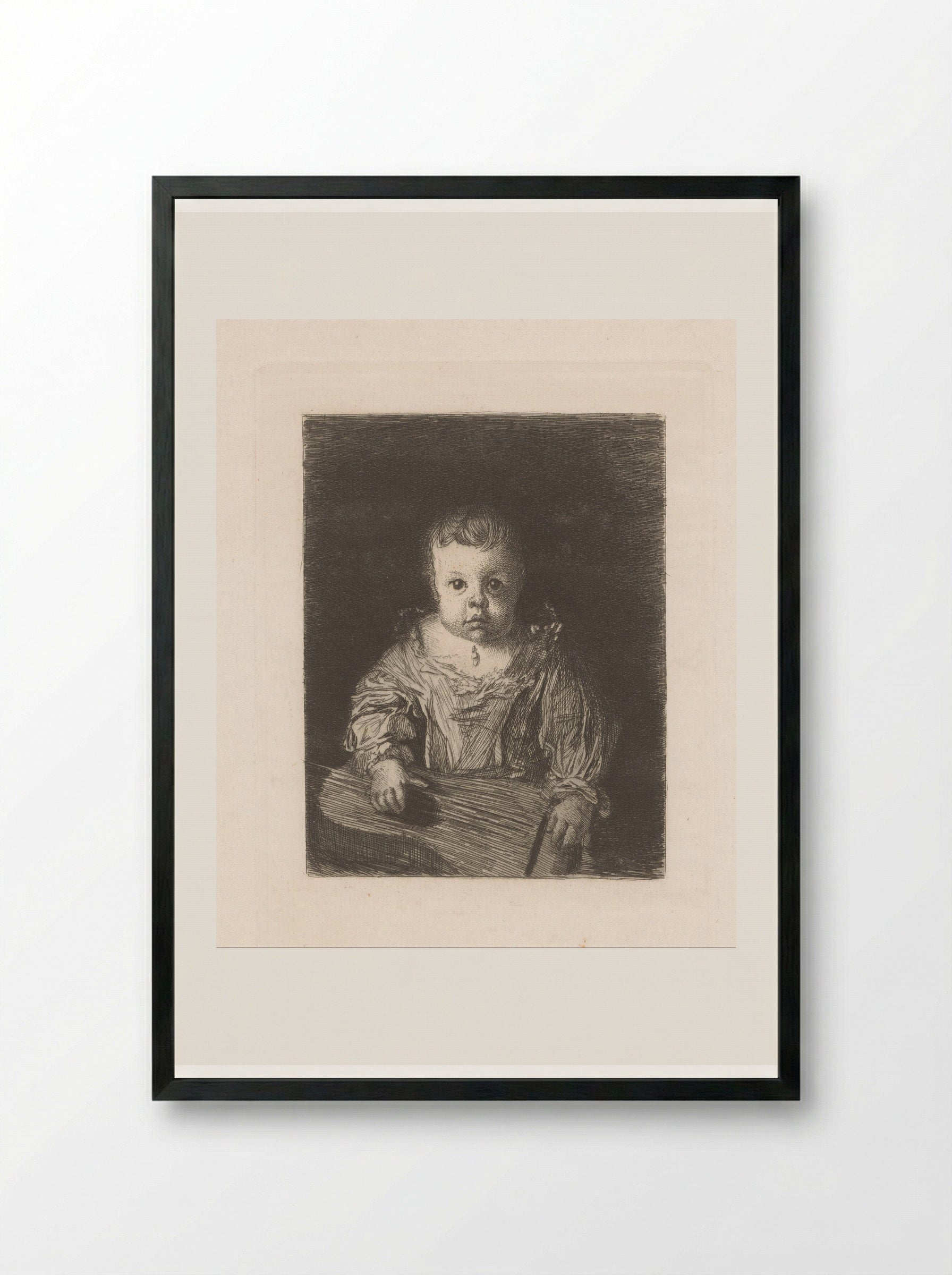 Kind met een gitaar - Léopold Flameng - Framed Print Black