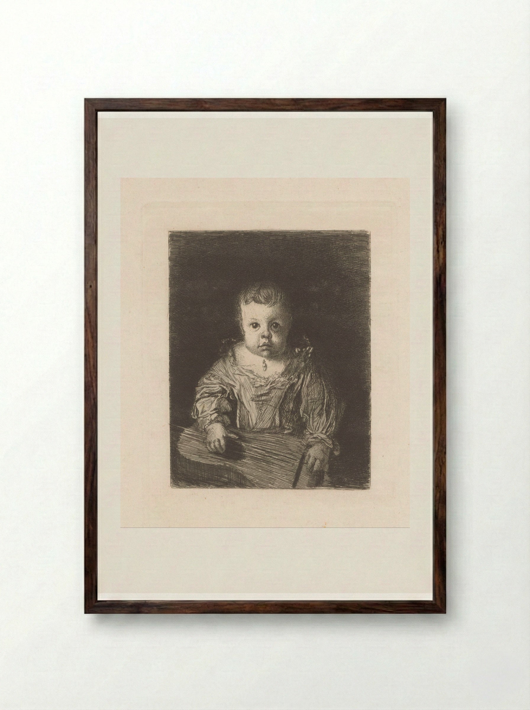 Kind met een gitaar - Léopold Flameng - Framed Print Dark Wood