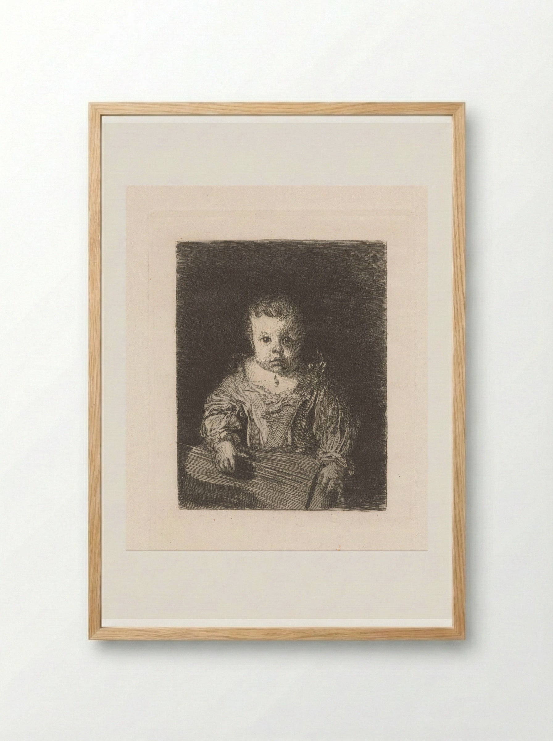 Kind met een gitaar - Léopold Flameng - Framed Print Wood