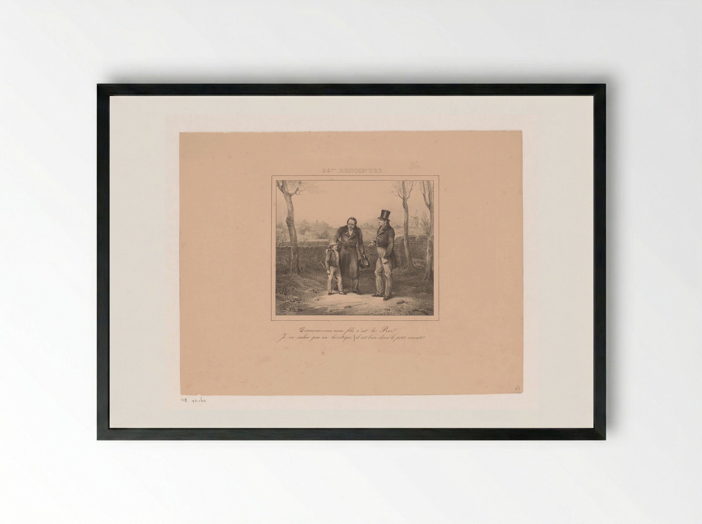 Kind weigert zijn hoed af te nemen voor koning Willem I - Jean Baptiste Ambroise Marcellin Jobard - Framed Print Black