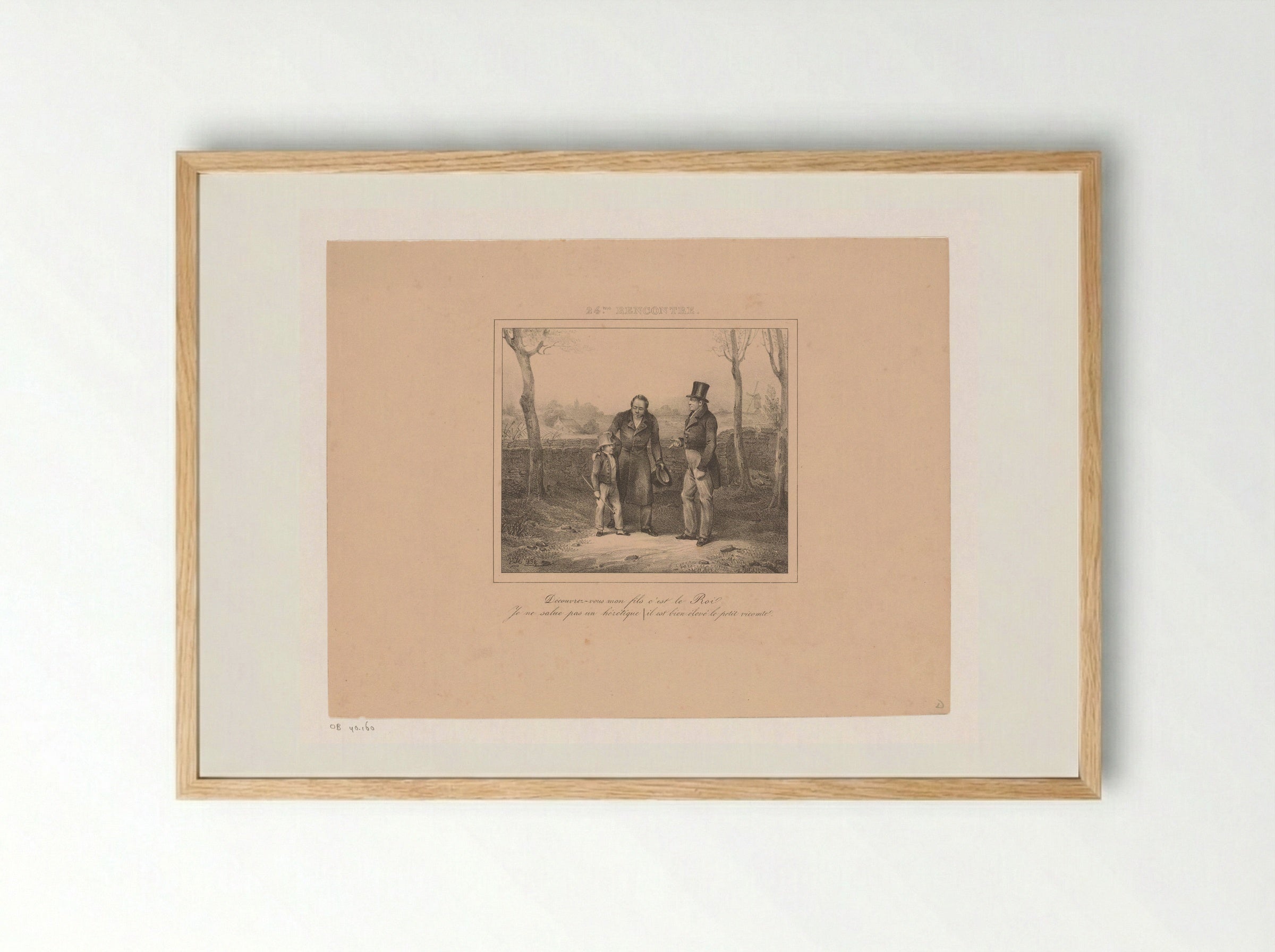 Kind weigert zijn hoed af te nemen voor koning Willem I - Jean Baptiste Ambroise Marcellin Jobard - Framed Print Wood