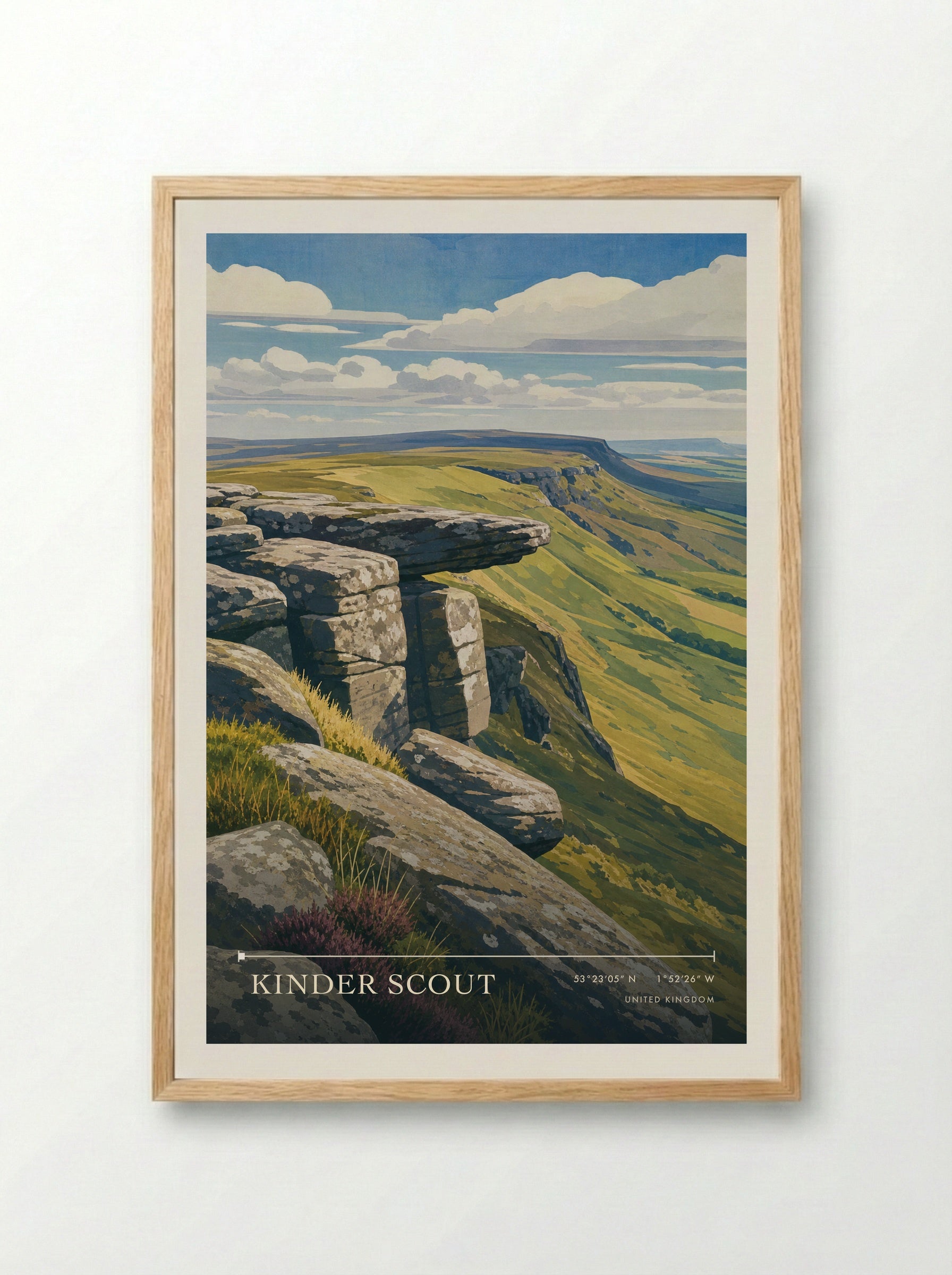 Kinder Scout United Kingdom Travel Poster - Framed Print Wood