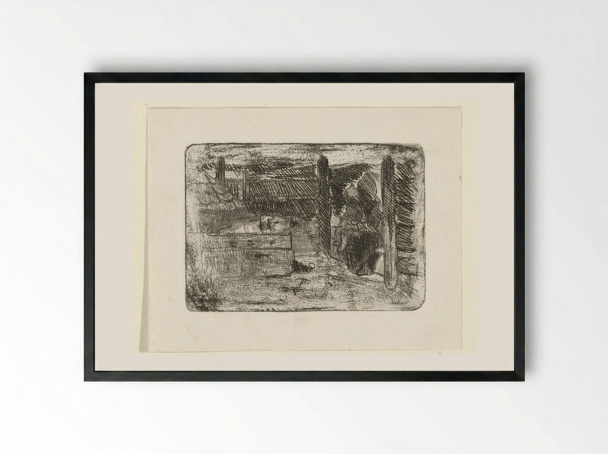 Kinderen bij het varkenskot - Jozef Israëls - Framed Print Black