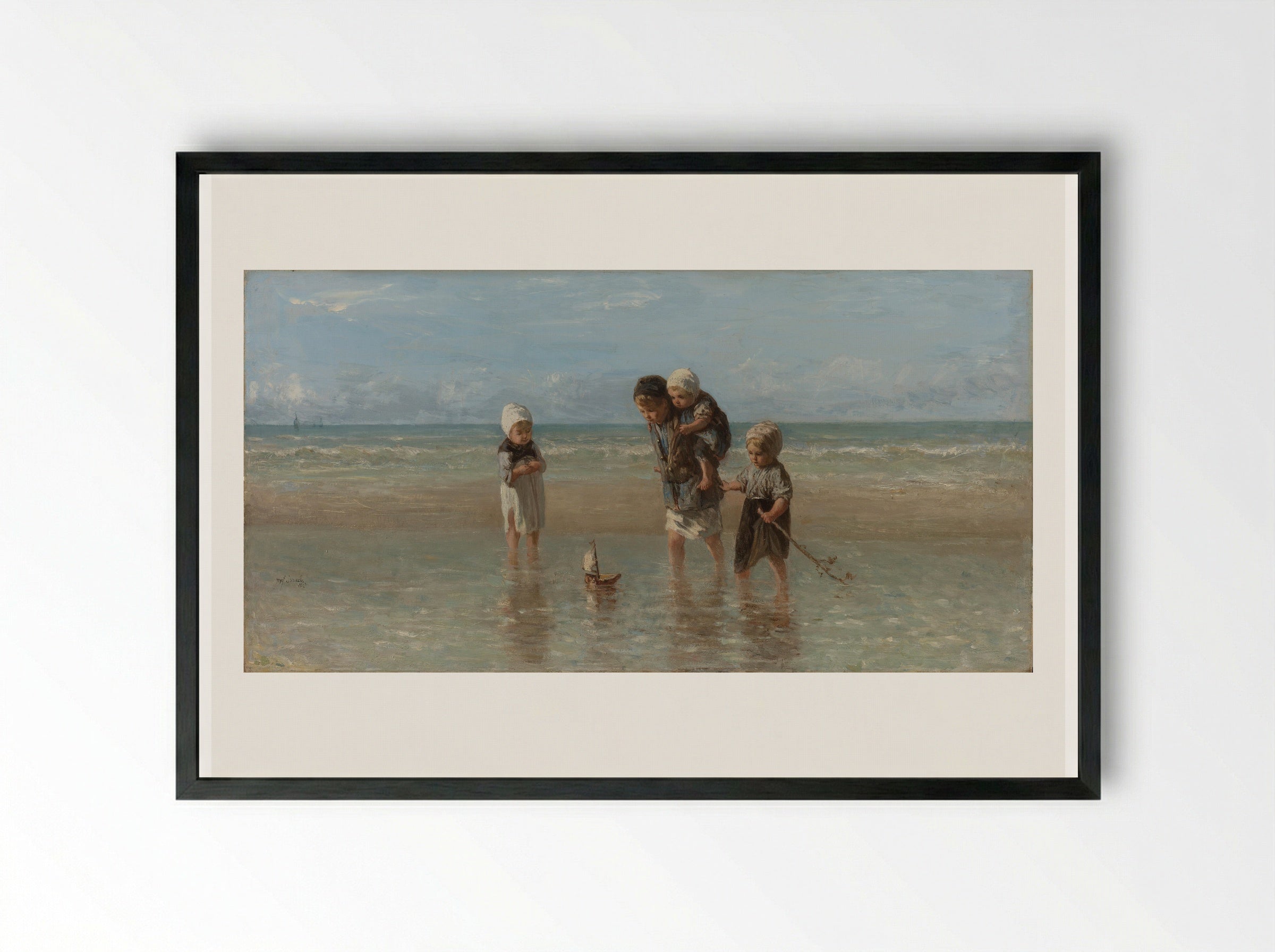 Kinderen der zee - Jozef Israëls - Framed Print Black