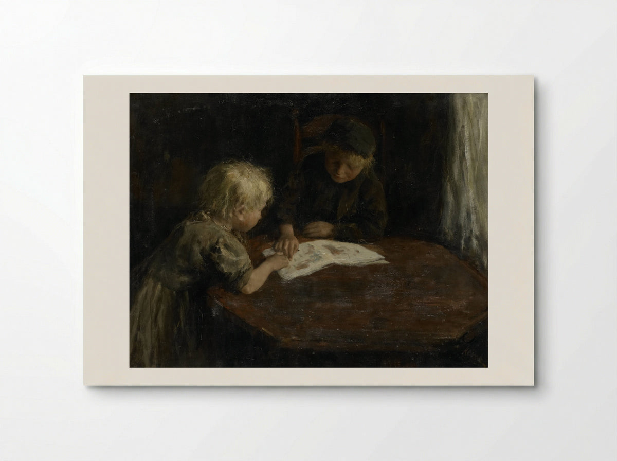 Kinderen met een prentenboek - Jacob Simon Hendrik Kever - Poster