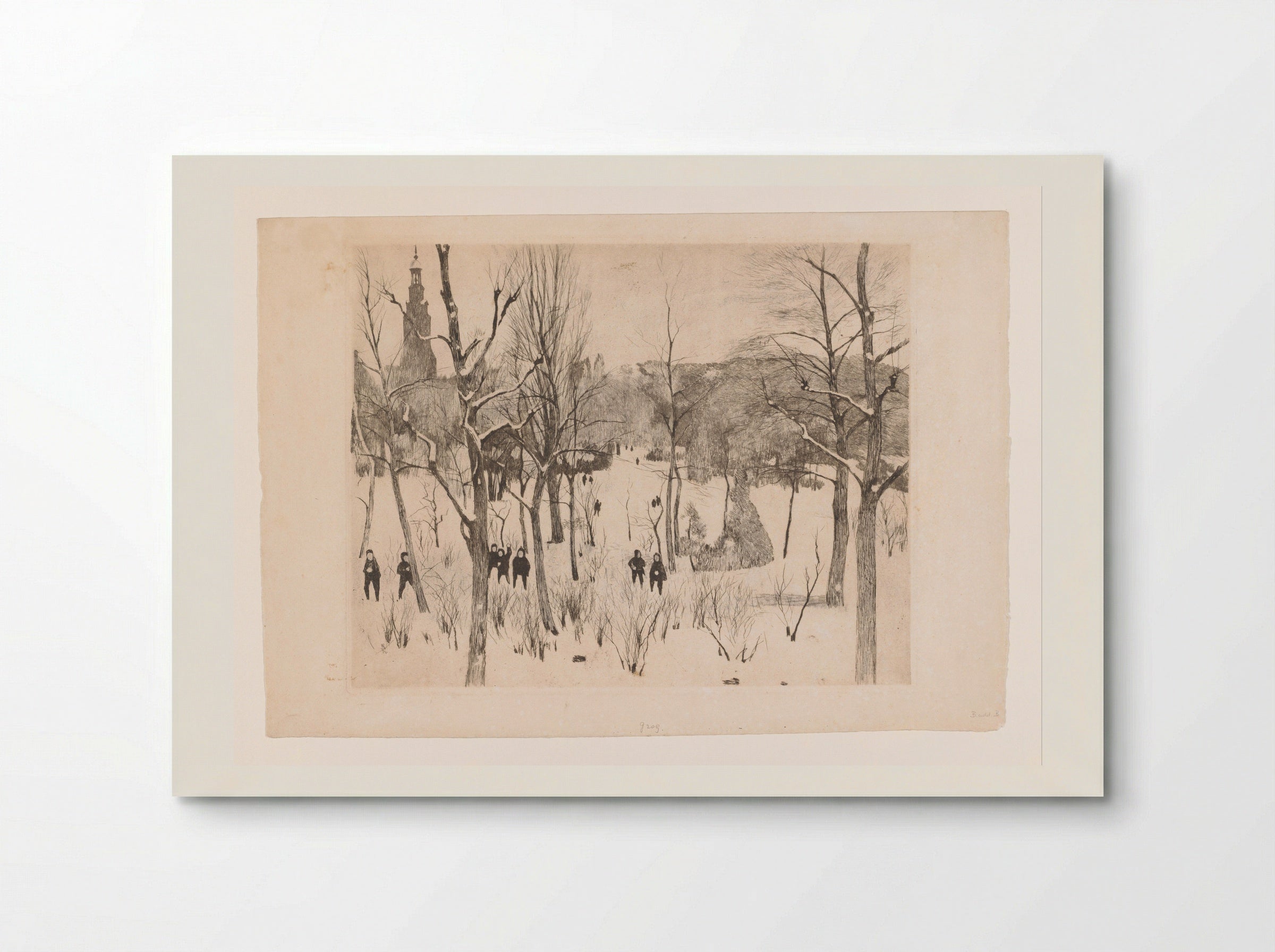 Kinderen spelen in de sneeuw in het Oosterpark in Amsterdam - Willem Witsen - Poster