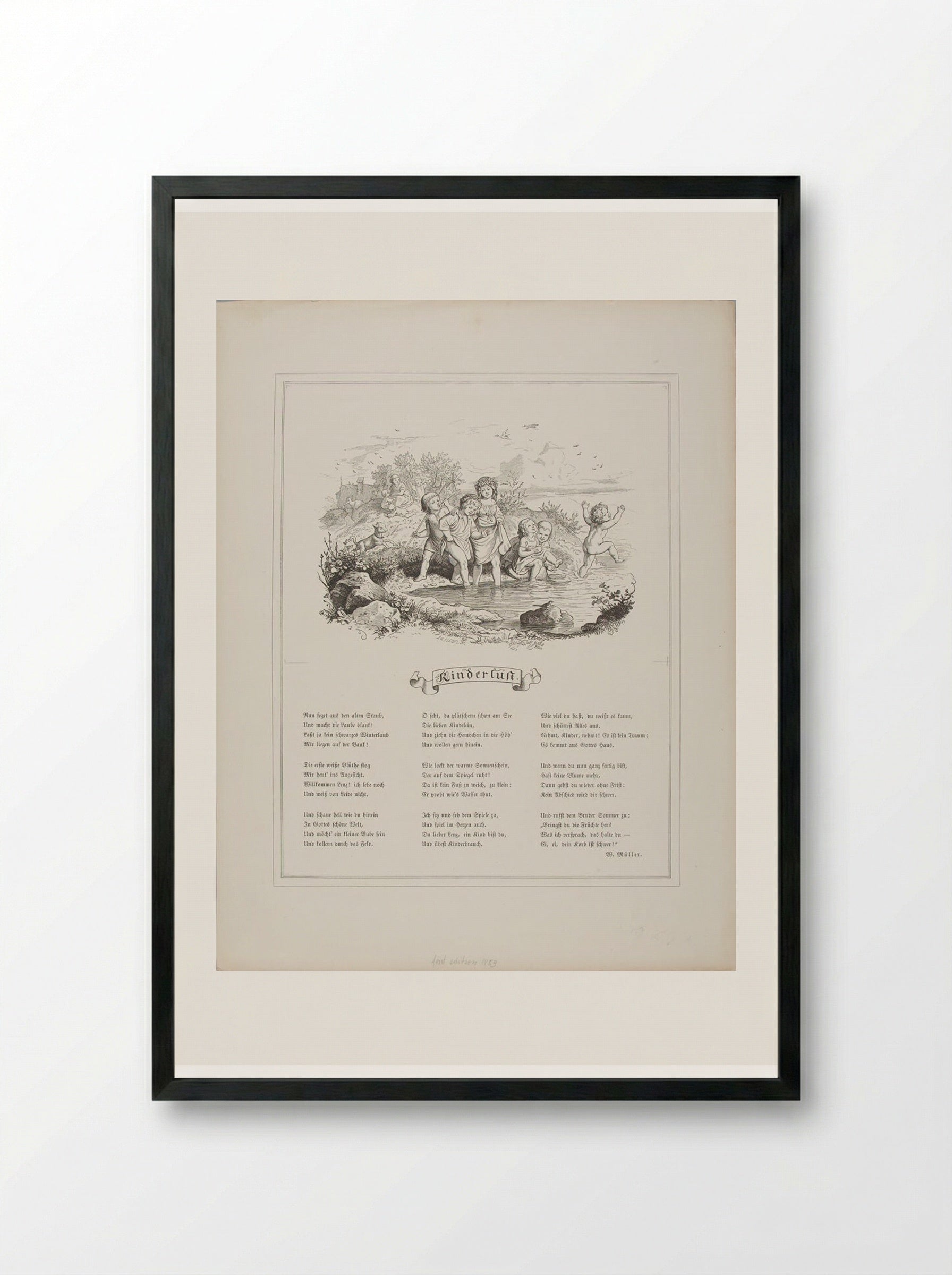 Kinderlust (Childish Joy) - Adrian Ludwig Richter - Framed Print Black