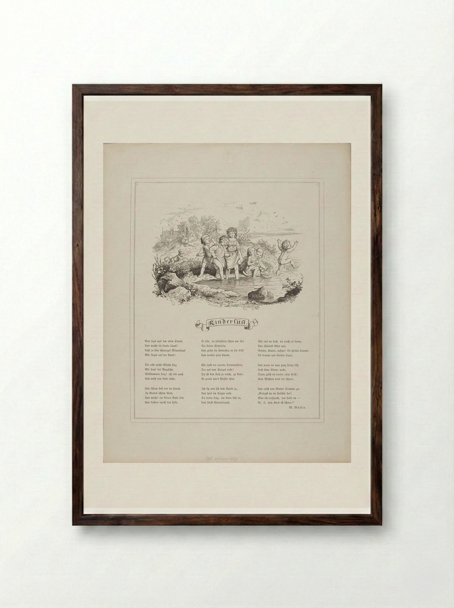 Kinderlust (Childish Joy) - Adrian Ludwig Richter - Framed Print Dark Wood