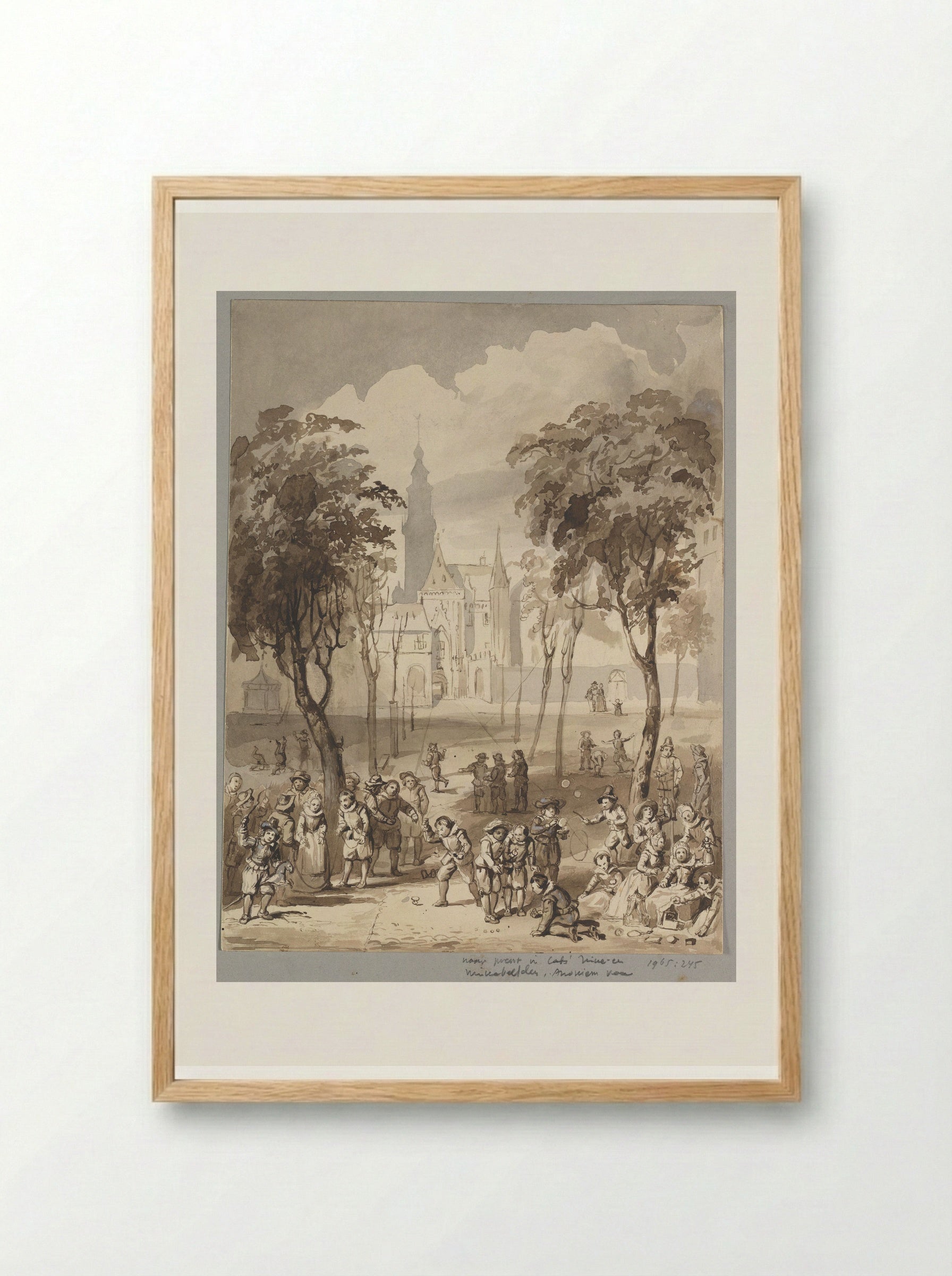 Kinderspelen op het Abdijplein in Middelburg - Johann Wilhelm Kaiser (I) - Framed Print Wood