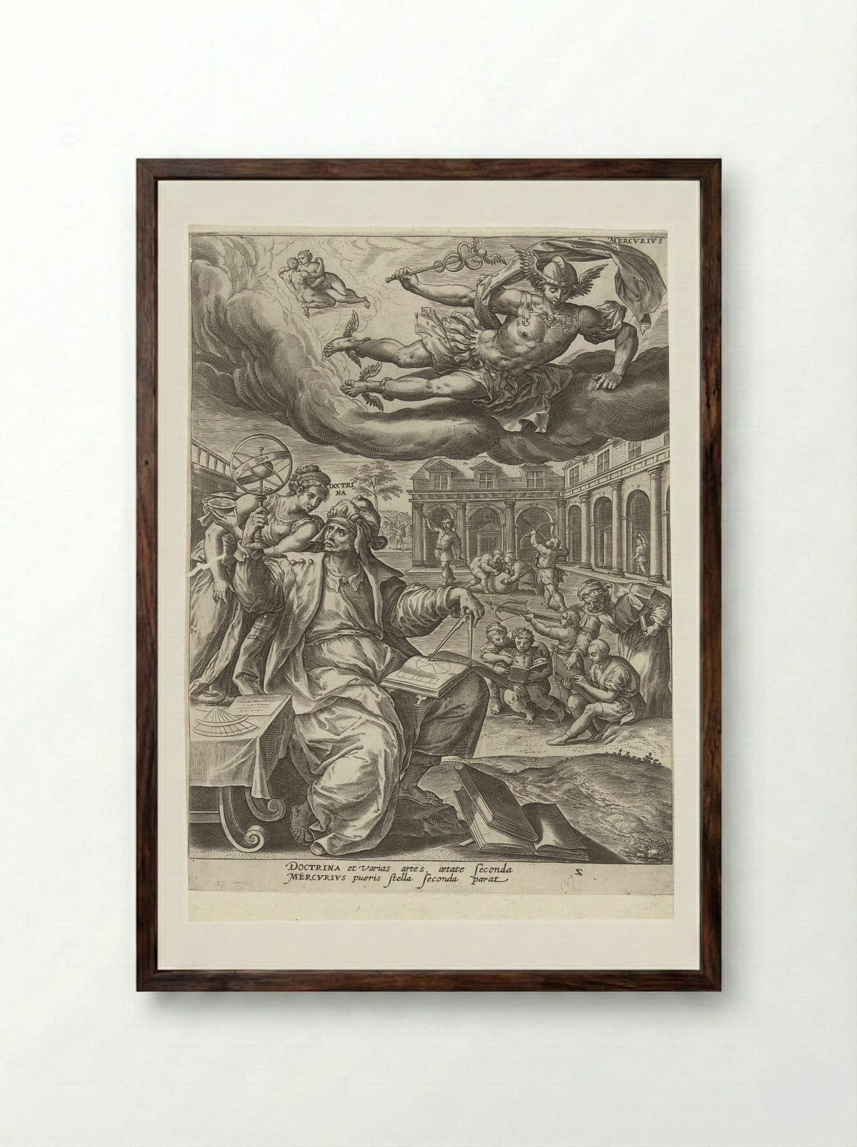Kindertijd onder invloed van Mercurius - Gerard de Jode - Framed Print Dark Wood