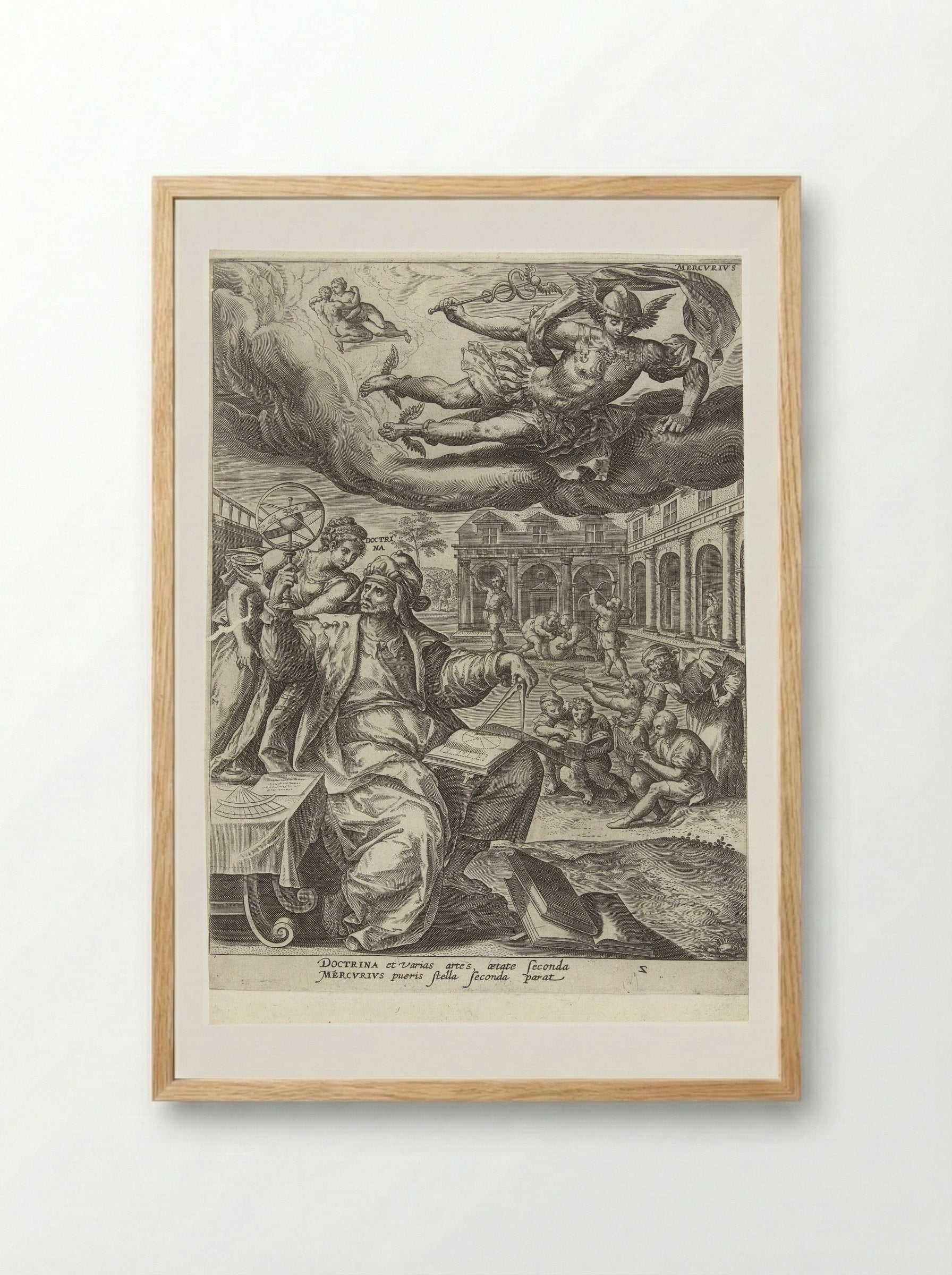 Kindertijd onder invloed van Mercurius - Gerard de Jode - Framed Print Wood