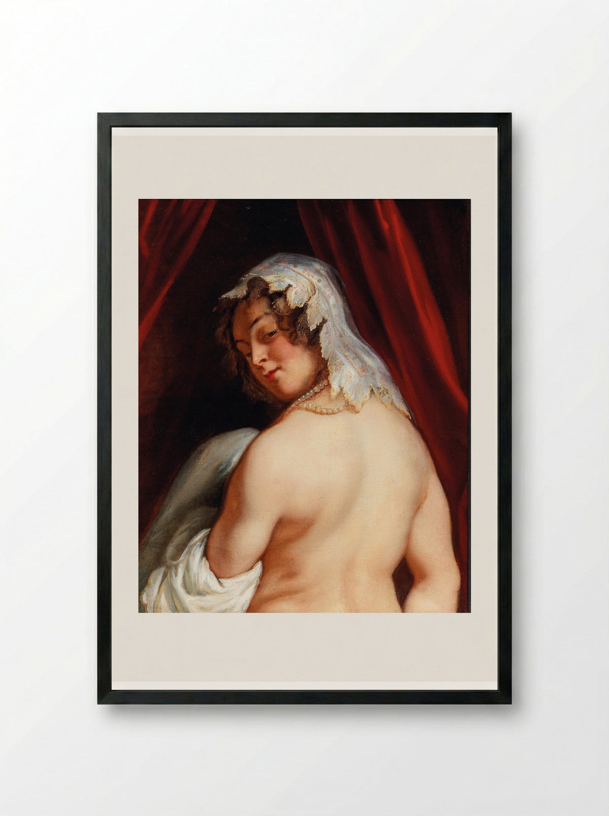 King Candaules of Lydia Showing his Wife to Gyges - Jacob Jordaens - Framed Print Black